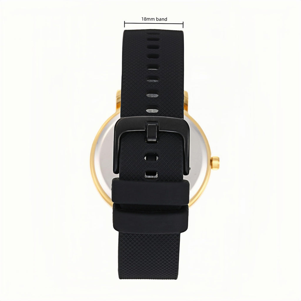 Olivia Numbers Silicone Watch in Gold with Black silicone band, 38mm