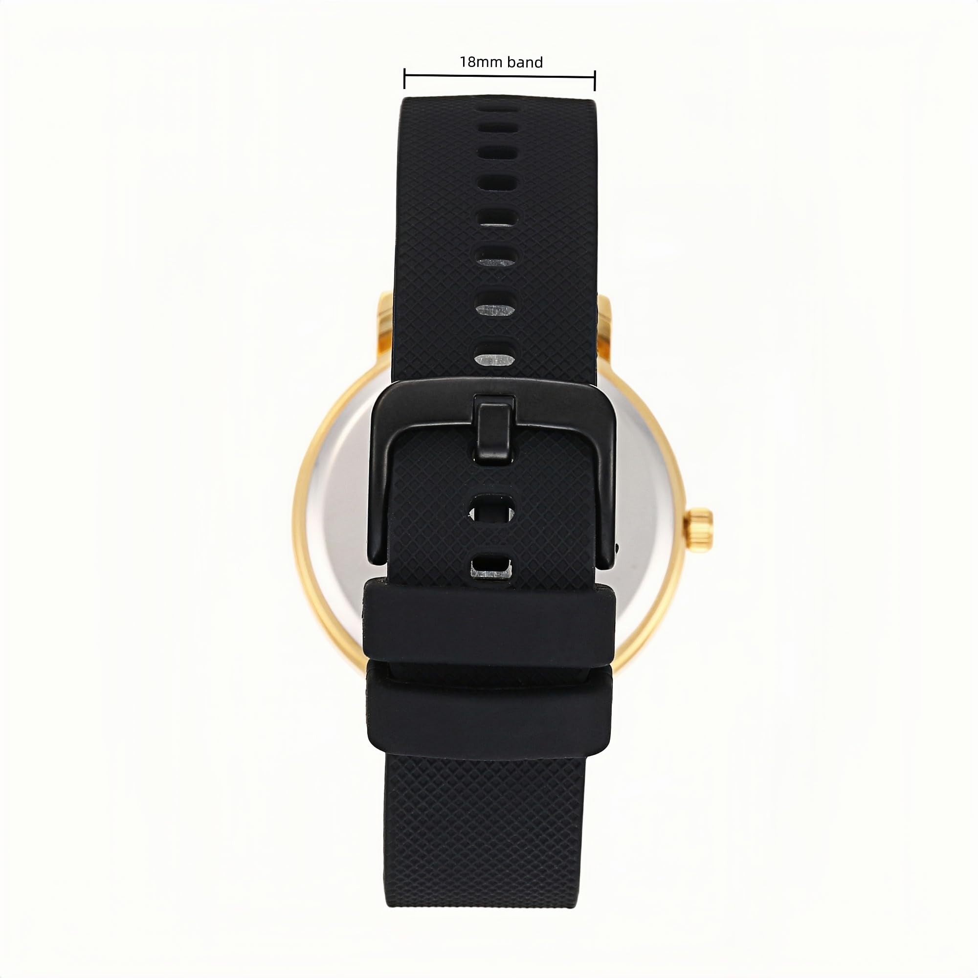 Olivia Numbers Silicone Watch in Gold with Black silicone band, 38mm