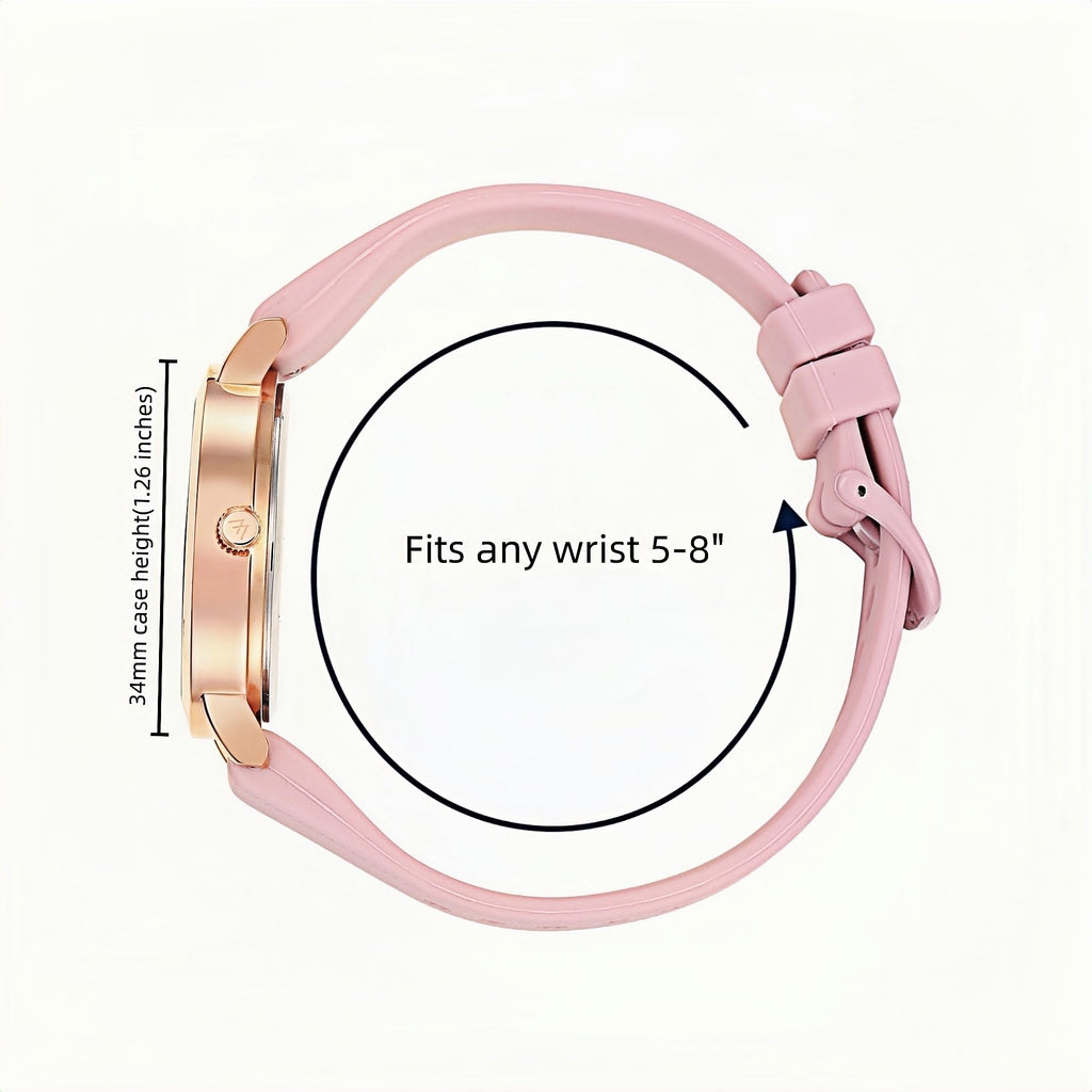 Olivia Numbers Silicone Watch in Rose Gold with Pink silicone band, 34mm