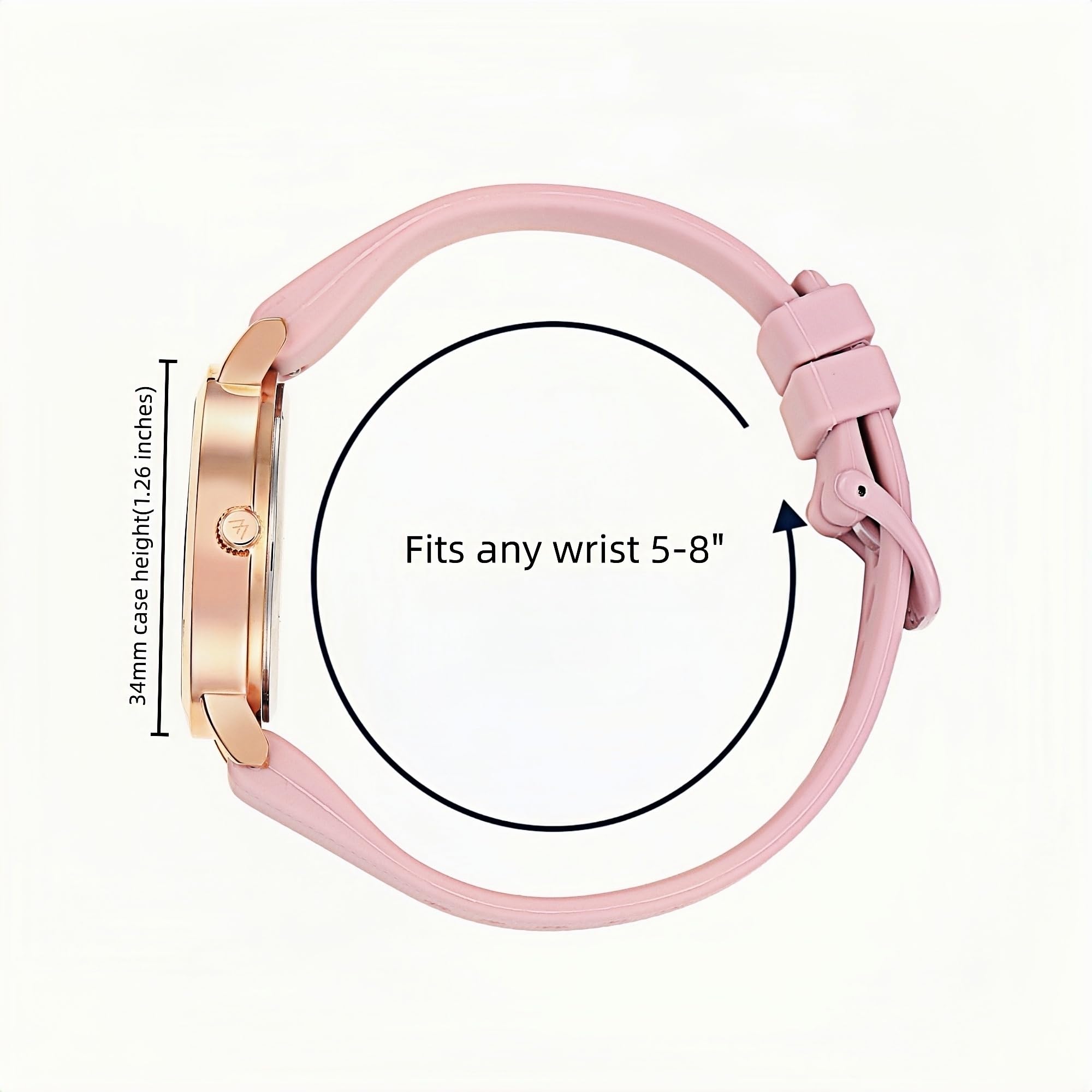 Olivia Numbers Silicone Watch in Rose Gold with Pink silicone band, 34mm