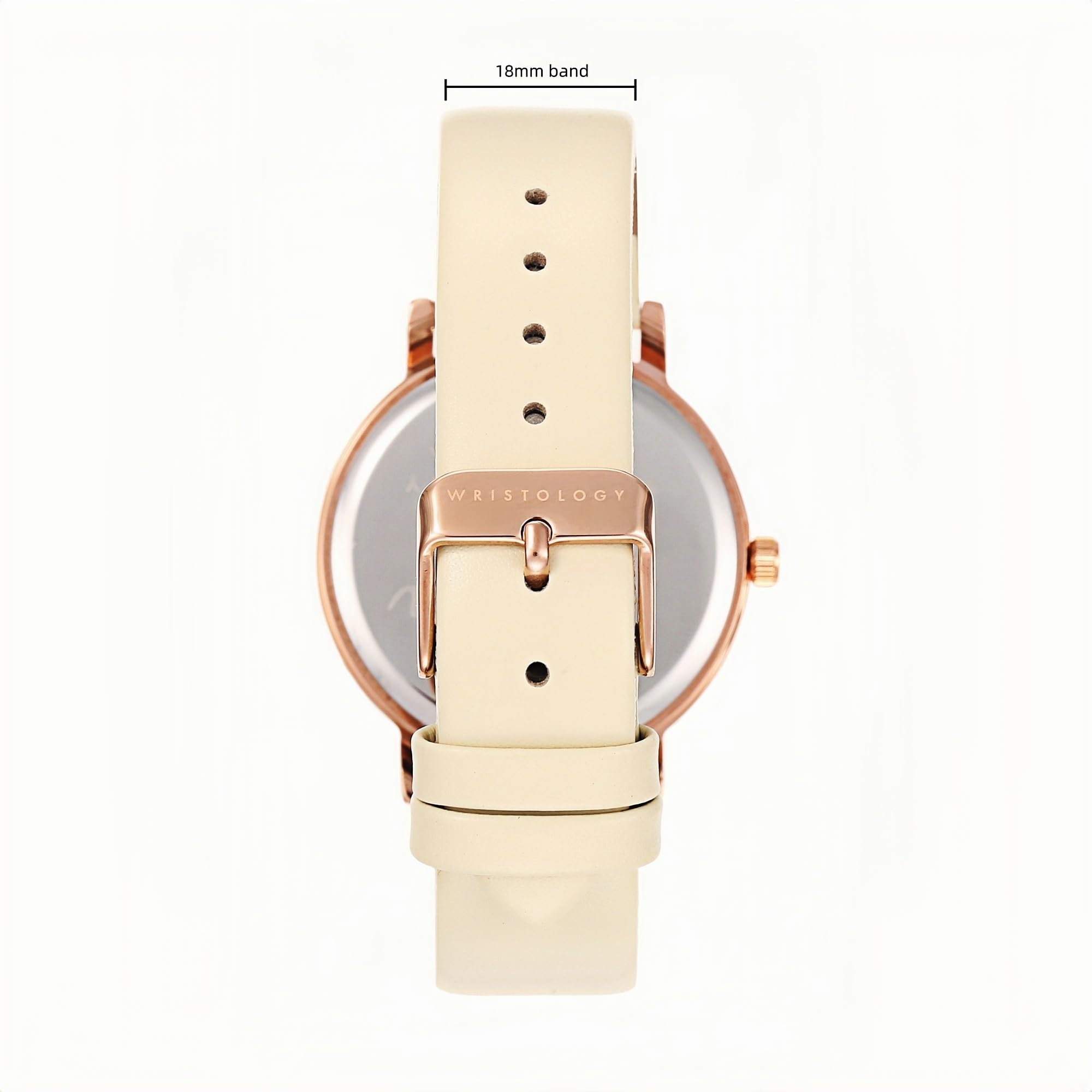 Olivia Numbers Leather Watch in Rose Gold with Beige leather band, 38mm