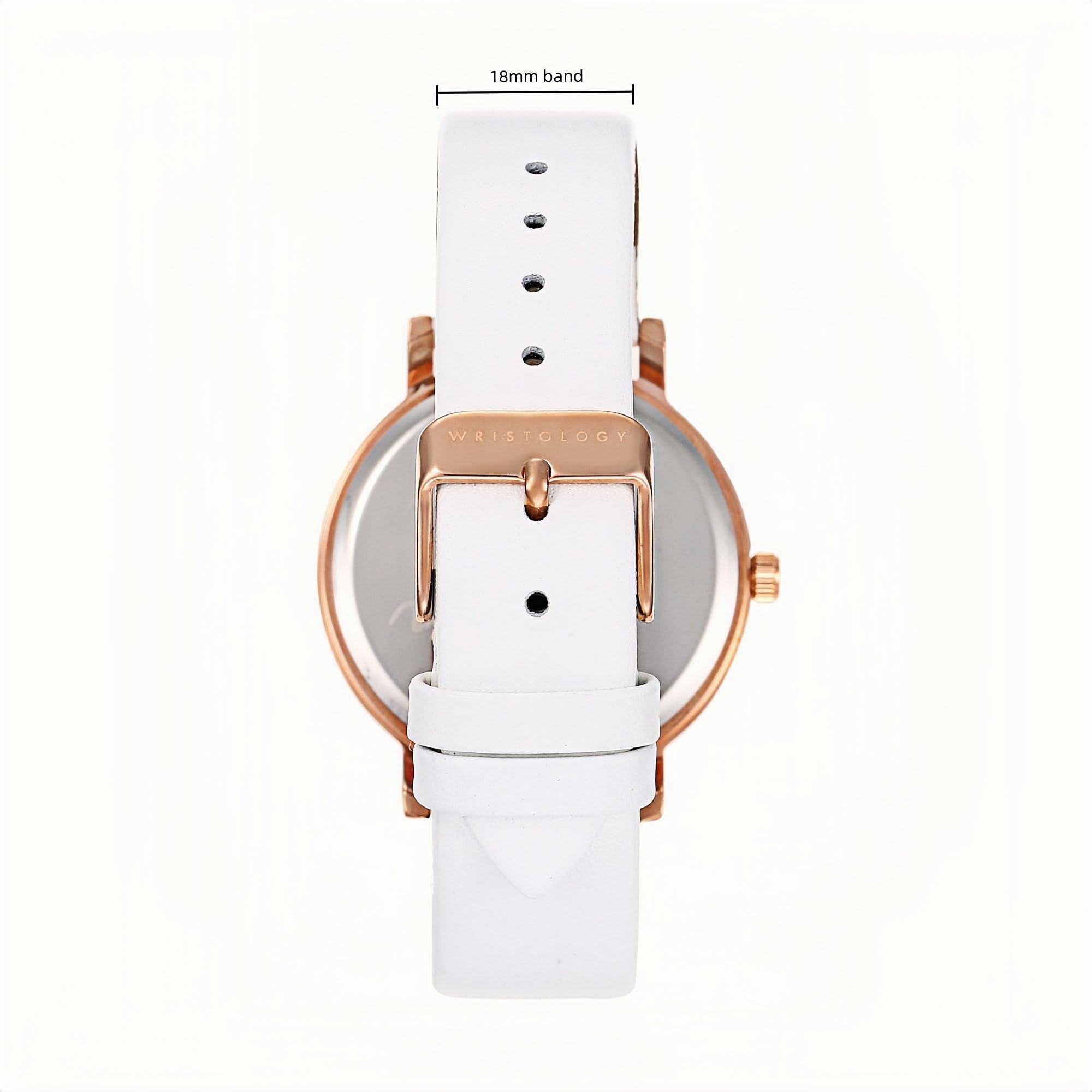 Olivia Numbers Leather Watch in Rose Gold with White leather band, 38mm