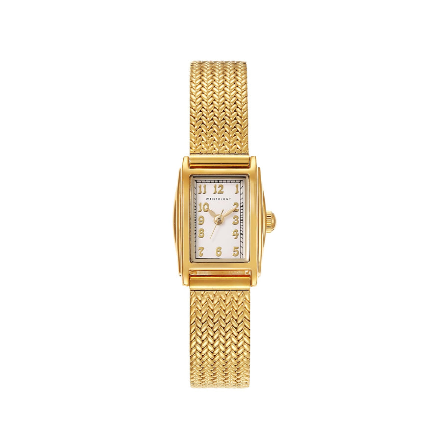Ruth Oval Watch in Gold with Gold metal mesh band, 19mm