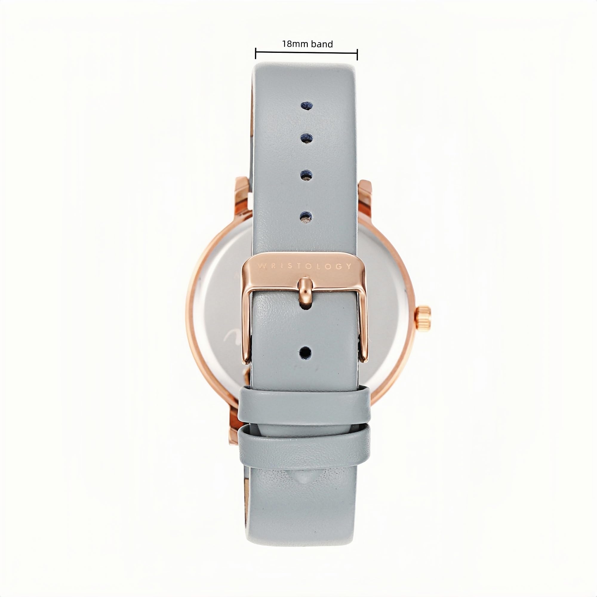 Olivia Numbers Leather Watch in Rose Gold with Grey leather band, 38mm