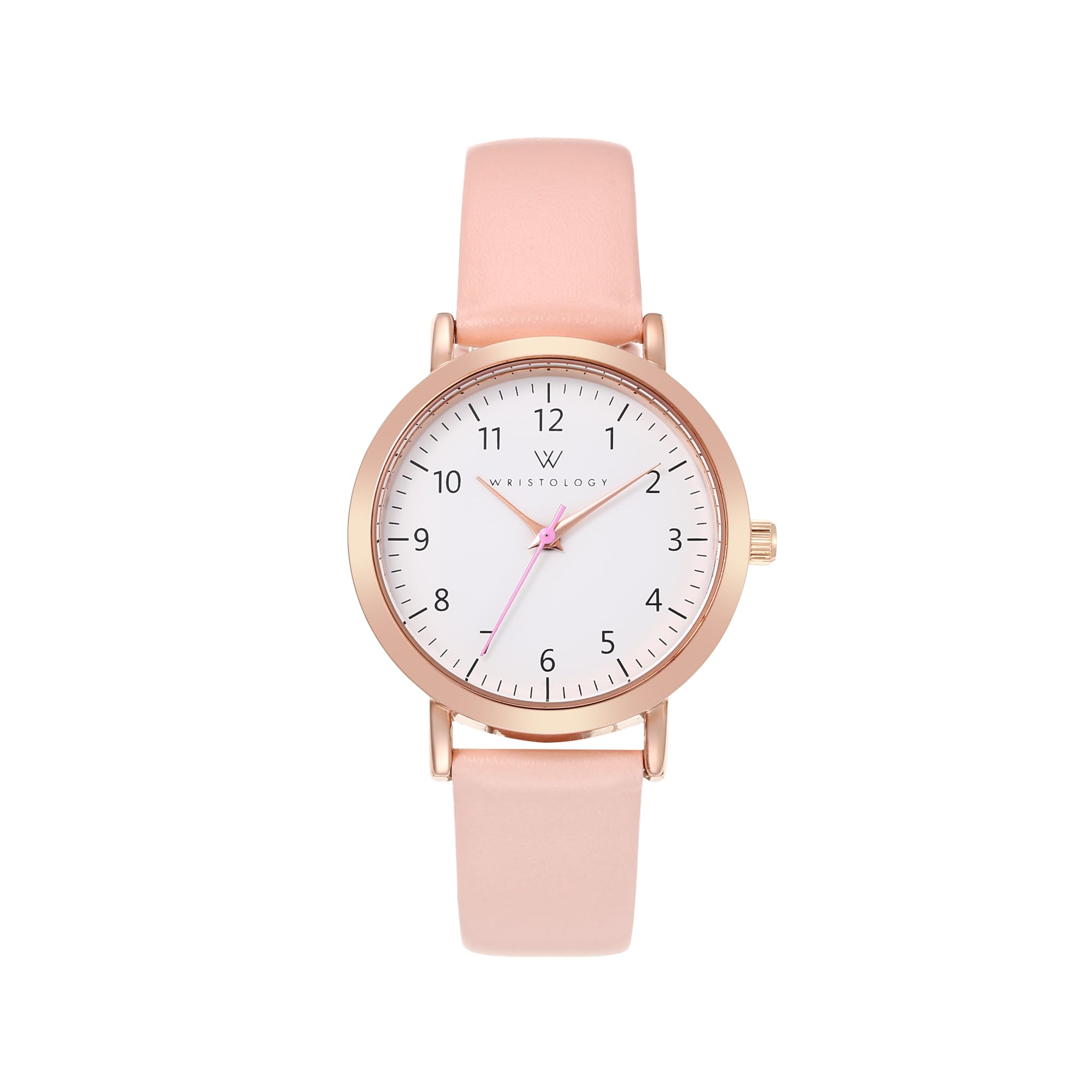 Olivia Numbers Leather Watch in Rose Gold with Pink leather band, 34mm