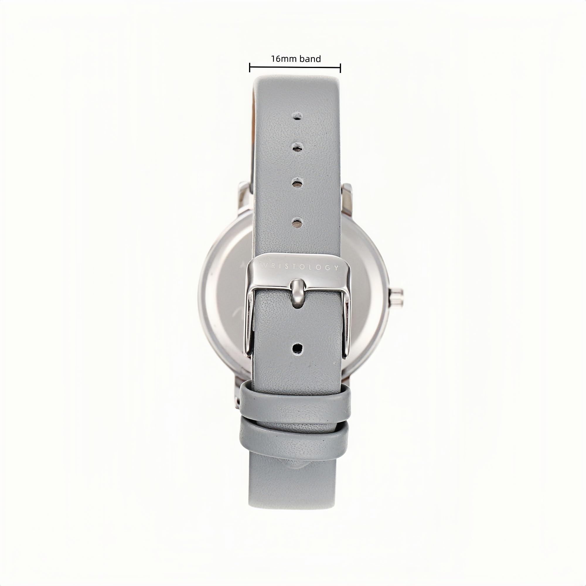 Olivia Numbers Leather Watch in Silver with Grey leather band, 34mm
