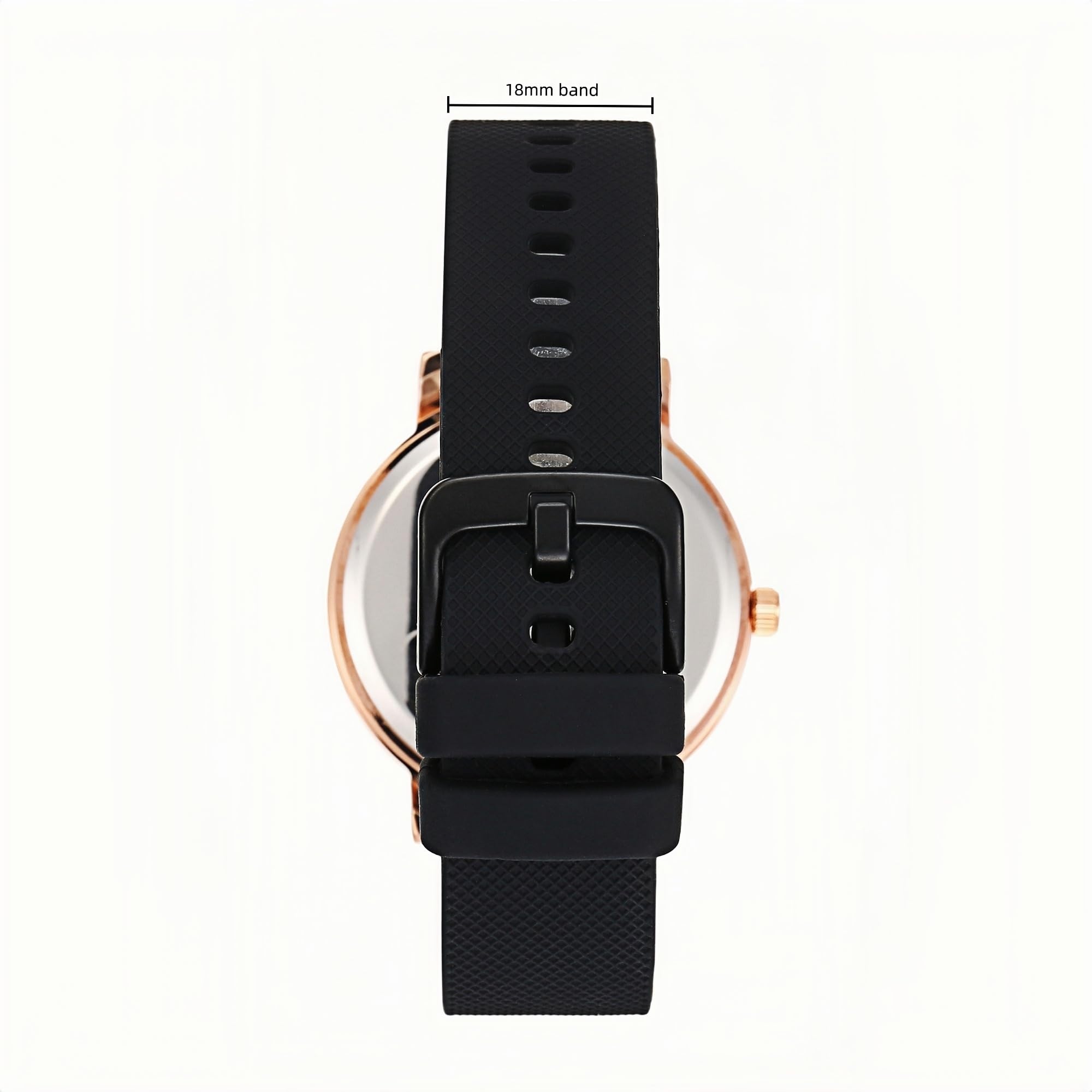 Olivia Numbers Silicone Watch in Rose Gold with Black silicone band, 38mm