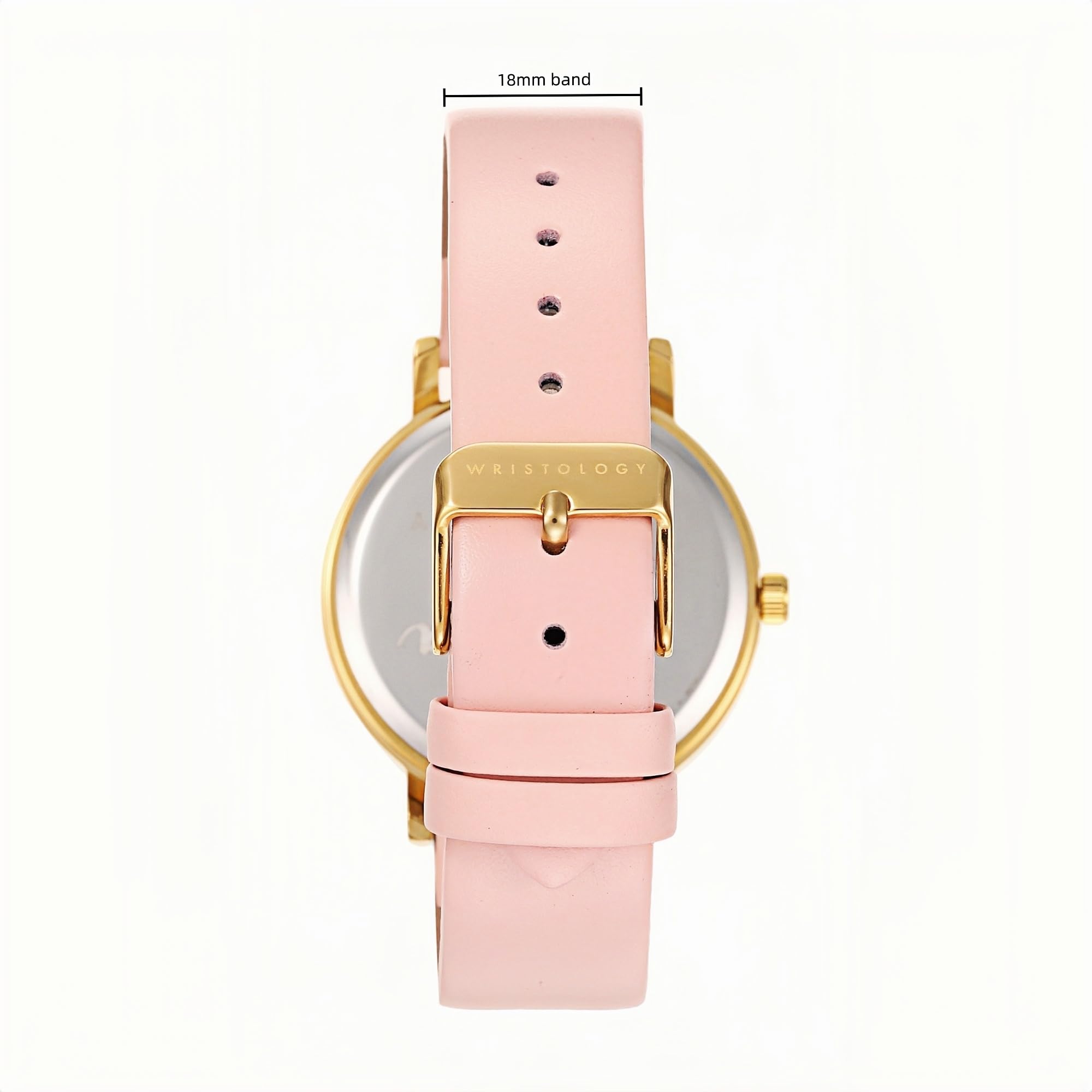 Olivia Numbers Leather Watch in Gold with Pink leather band, 38mm