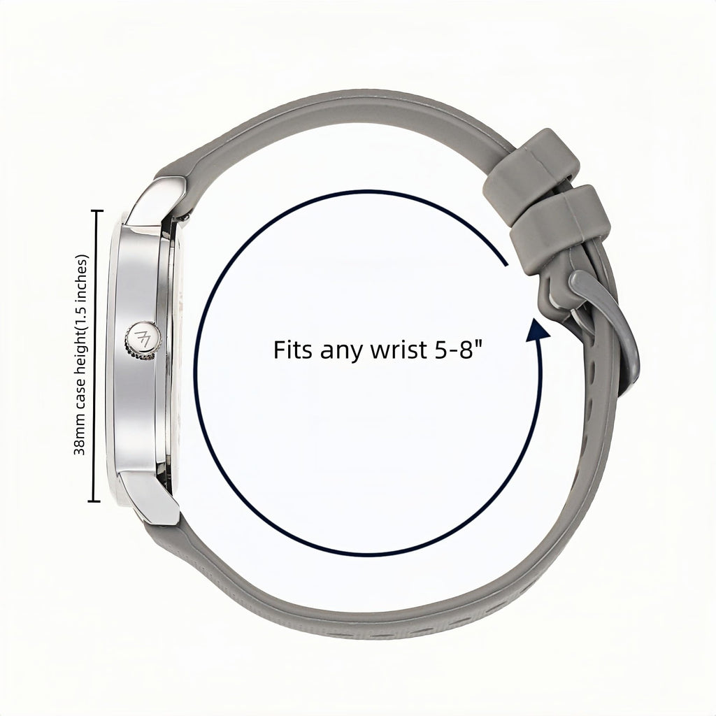 Olivia Numbers Silicone Watch in Silver with Grey silicone band, 38mm