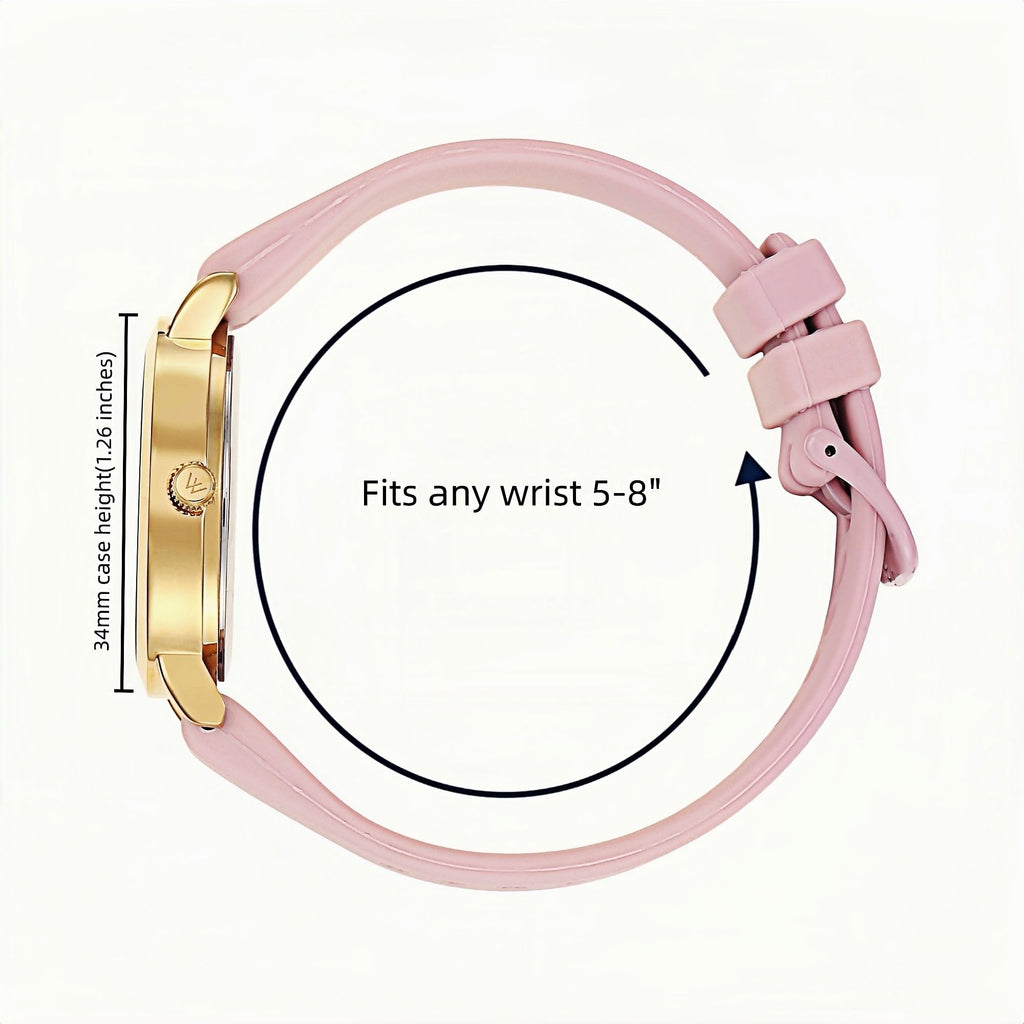 Olivia Numbers Silicone Watch in Gold with Pink silicone band, 34mm
