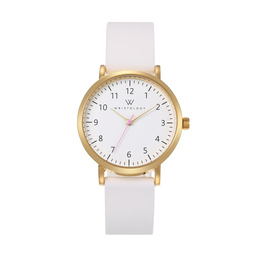 Olivia Numbers Silicone Watch in Gold with White silicone band, 38mm