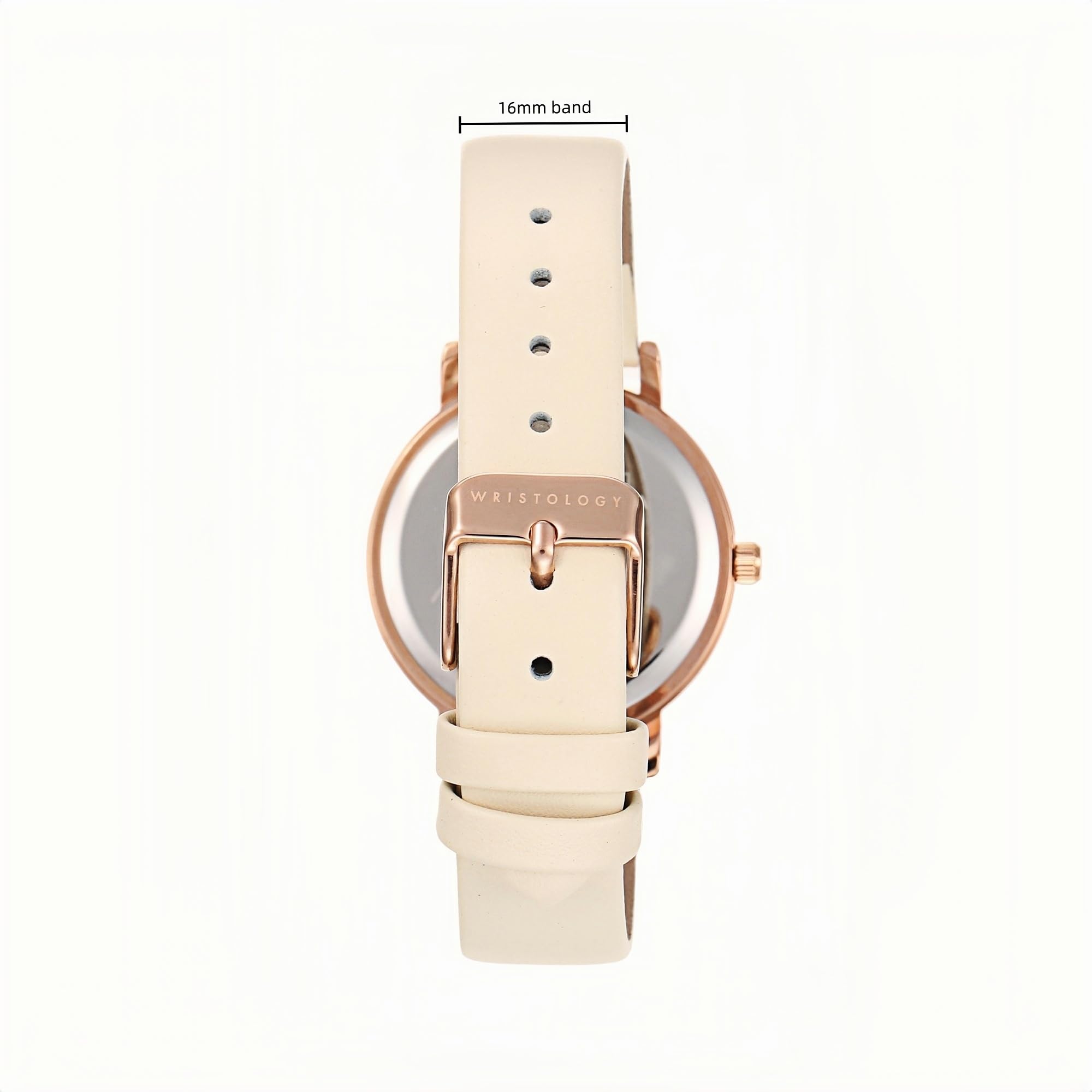 Olivia Numbers Leather Watch in Rose Gold with Beige leather band, 34mm