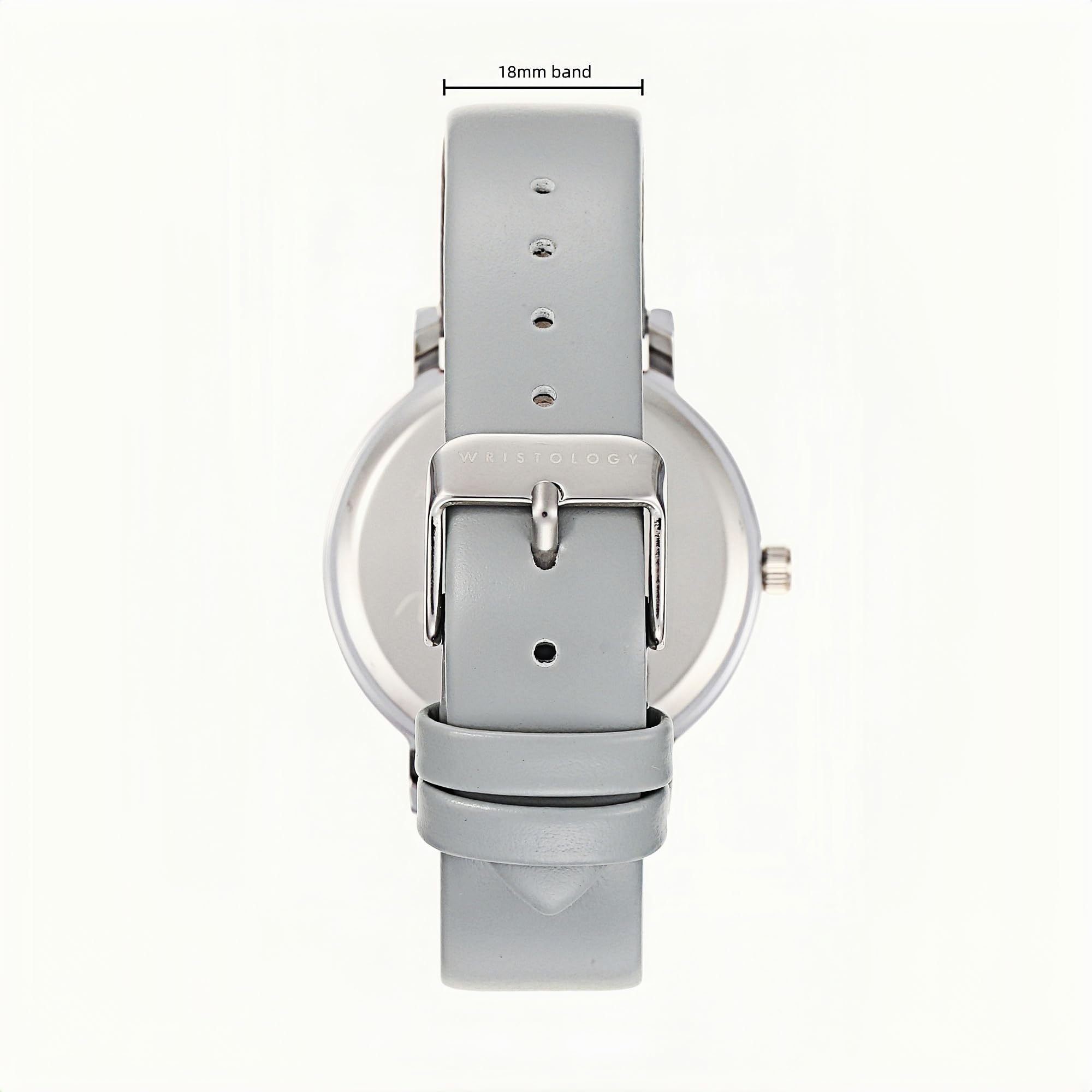Olivia Numbers Leather Watch in Silver with Grey leather band, 38mm