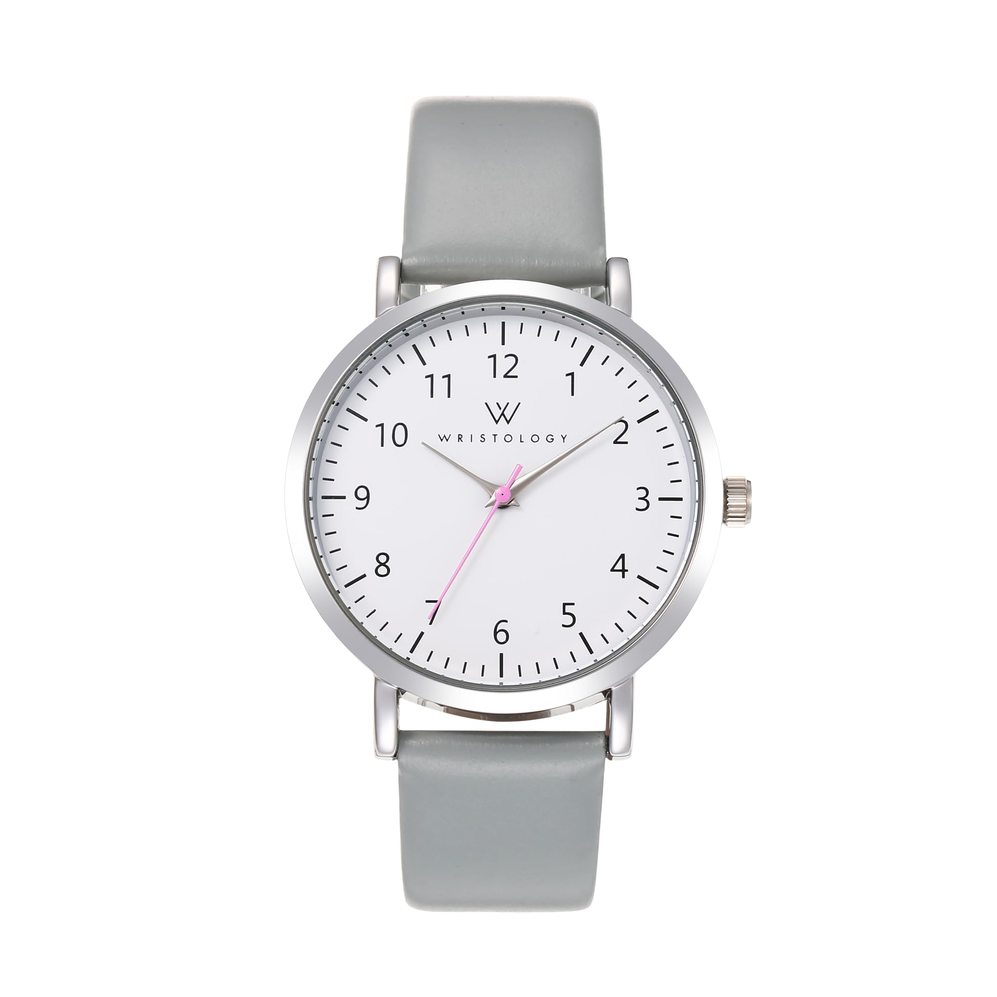 Olivia Numbers Leather Watch in Silver with Grey leather band, 38mm