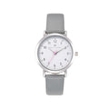 Olivia Numbers Leather Watch in Silver with Grey leather band, 34mm