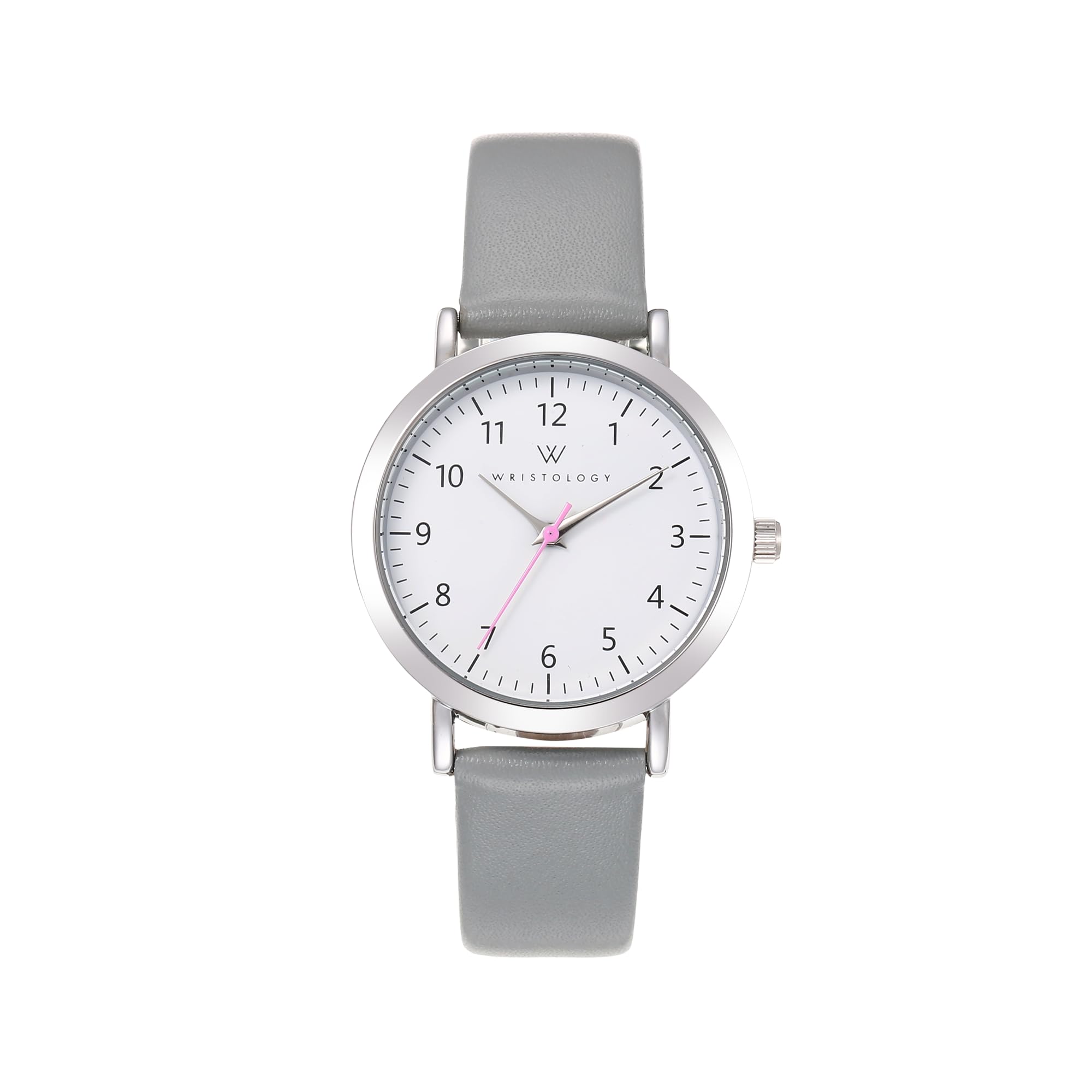 Olivia Numbers Leather Watch in Silver with Grey leather band, 34mm