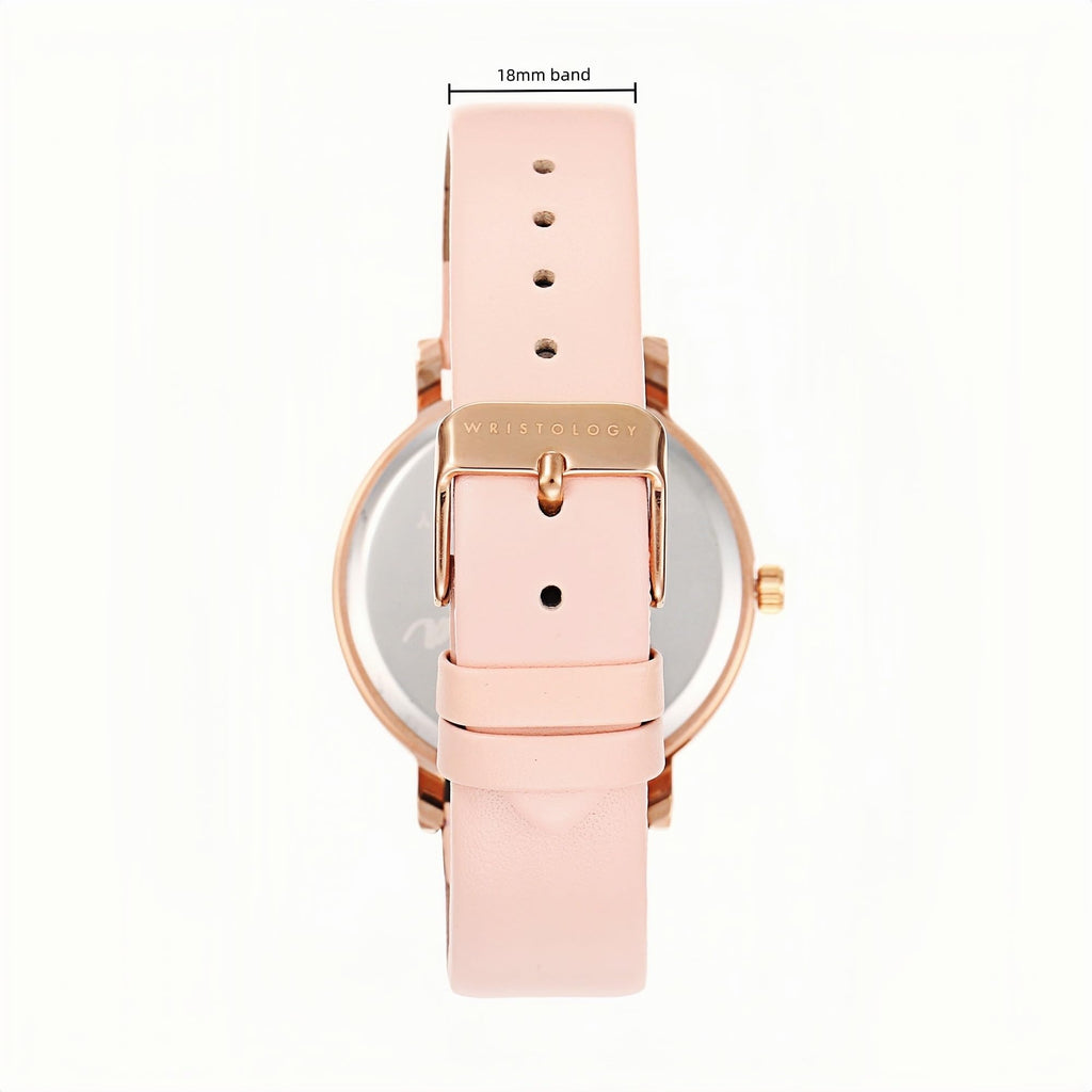Olivia Numbers Leather Watch in Rose Gold with Pink leather band, 38mm