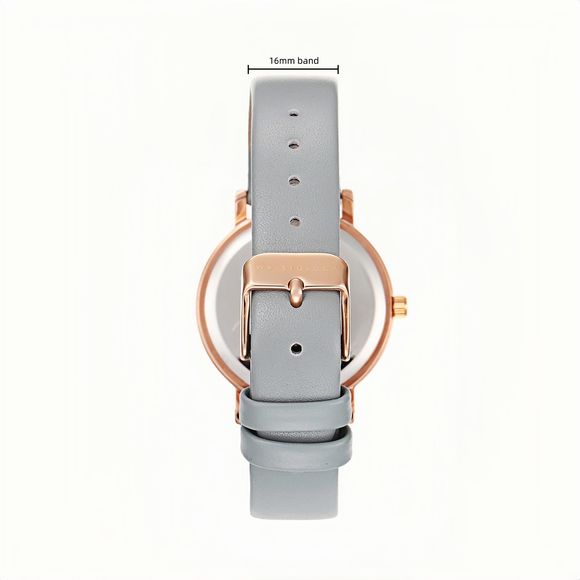 Olivia Numbers Leather Watch in Rose Gold with Grey leather band, 34mm