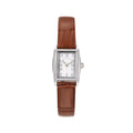 Ruth Oval Watch in Silver with Brown leather band, 19mm