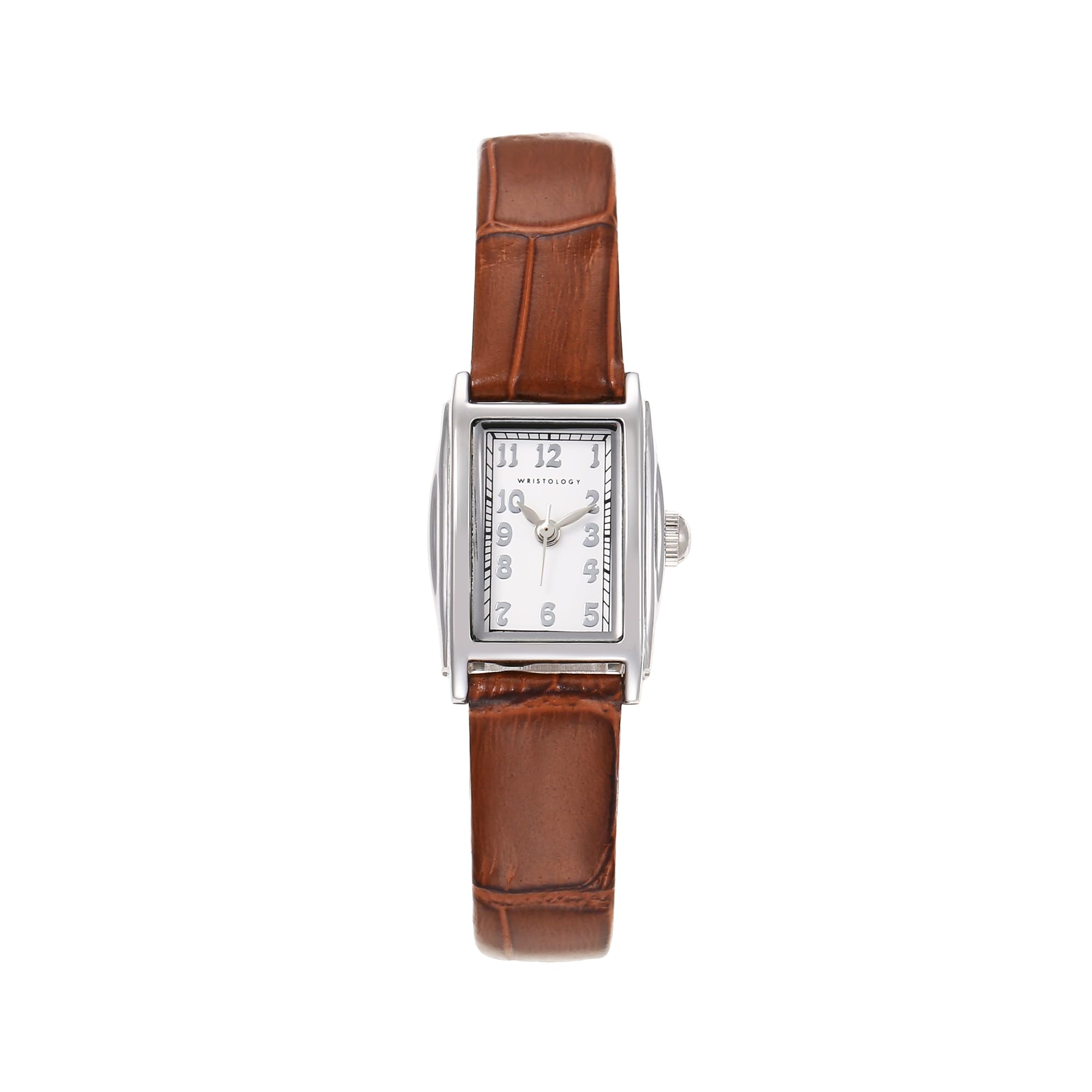 Ruth Oval Watch in Silver with Brown leather band, 19mm