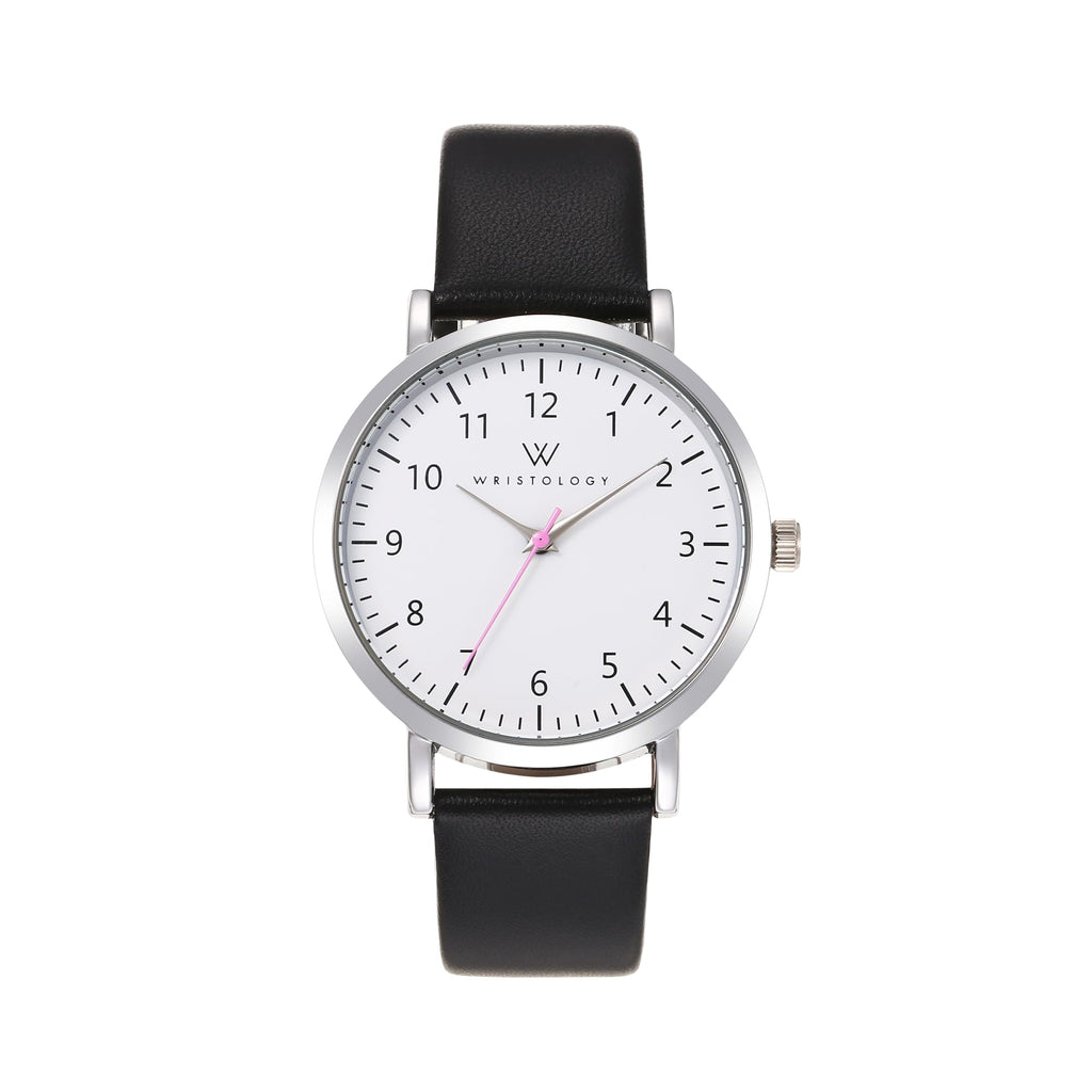 Olivia Numbers Silicone Watch in Silver with Black silicone band, 38mm
