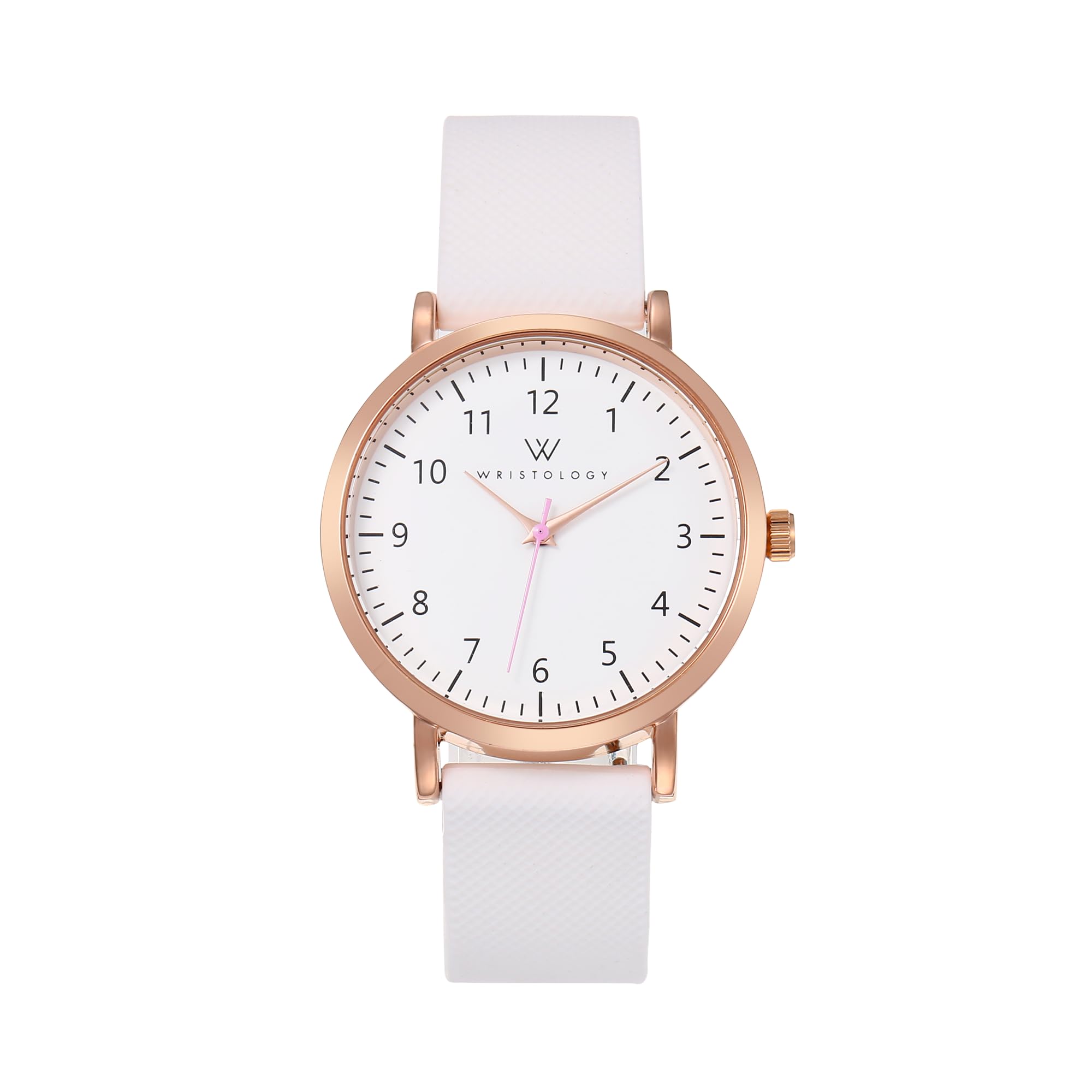 Olivia Numbers Silicone Watch in Rose Gold with White silicone band, 38mm