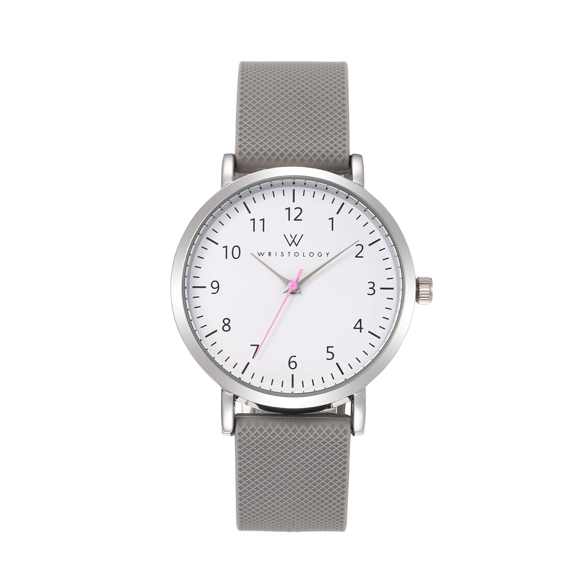 Olivia Numbers Silicone Watch in Silver with Grey silicone band, 38mm