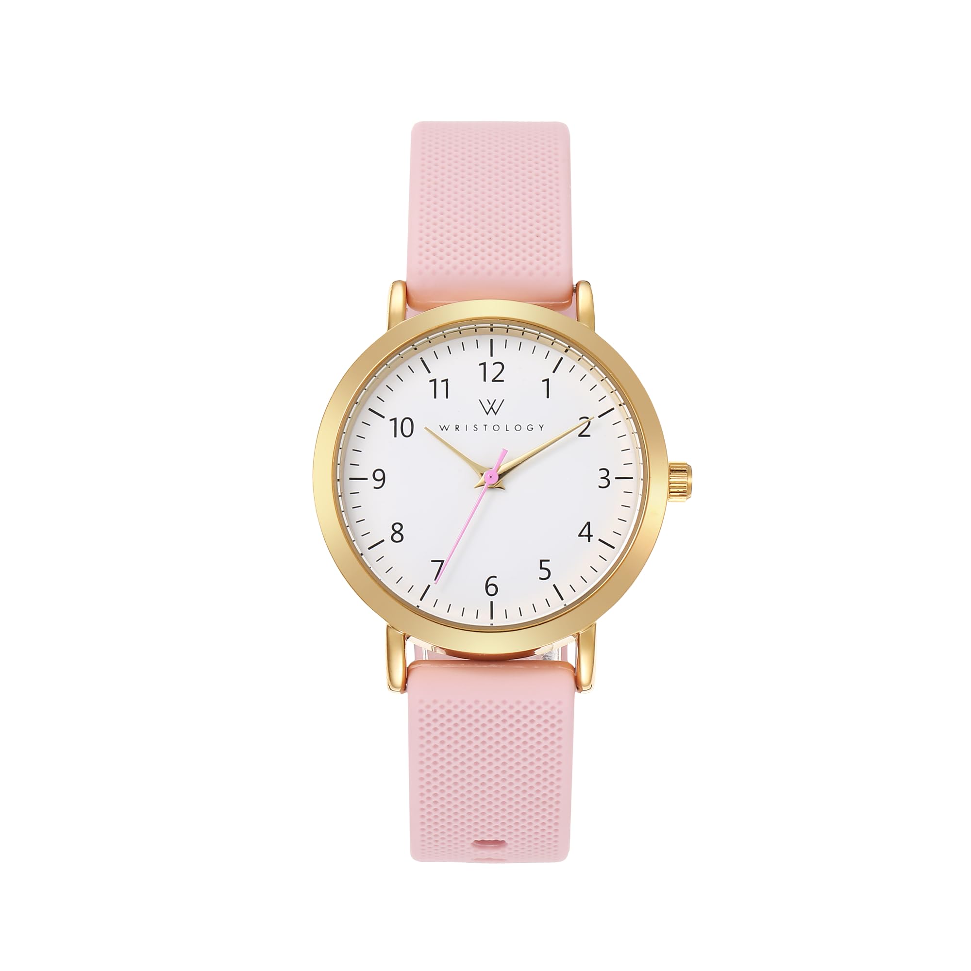 Olivia Numbers Silicone Watch in Gold with Pink silicone band, 34mm