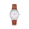Olivia Numbers Leather Watch in Silver with Brown leather band, 34mm