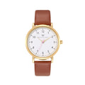 Olivia Numbers Leather Watch in Gold with Brown leather band, 38mm