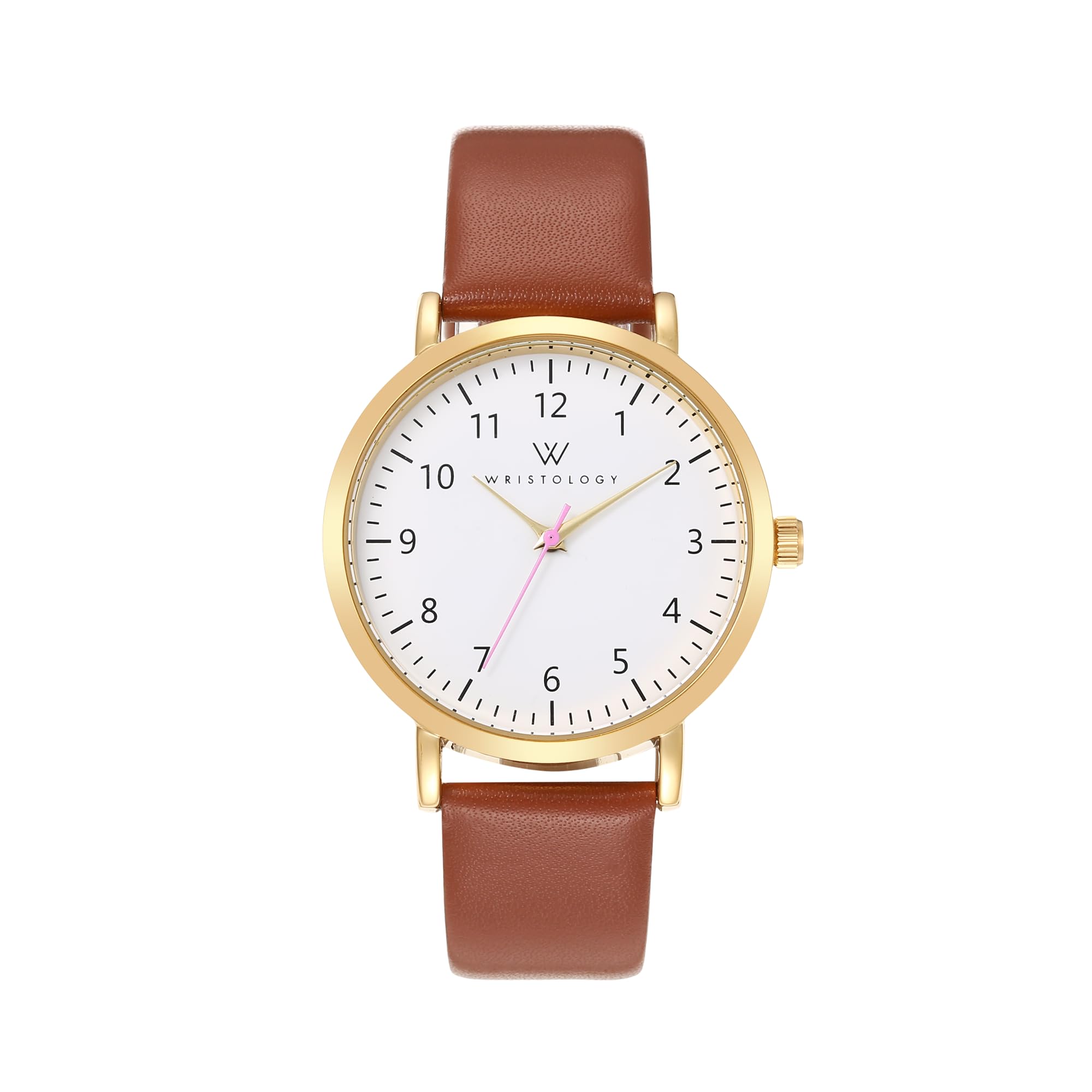 Olivia Numbers Leather Watch in Gold with Brown leather band, 38mm