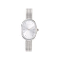 Michelle Oval Watch in Silver with Silver metal mesh band, 24mm