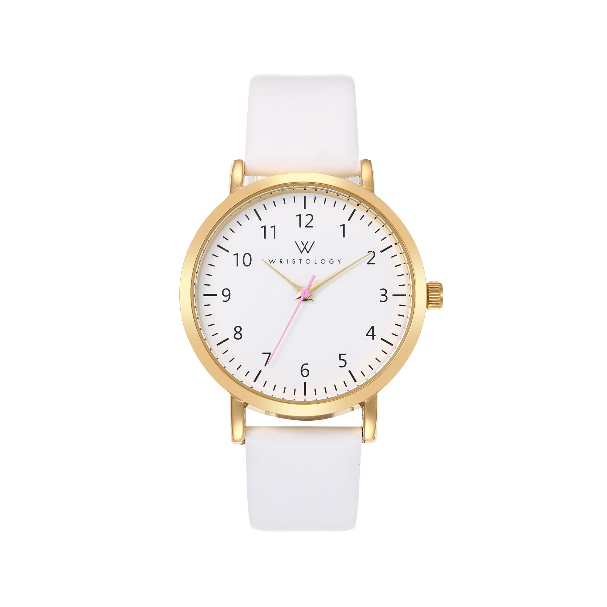 Olivia Numbers Leather Watch in Gold with White leather band, 38mm