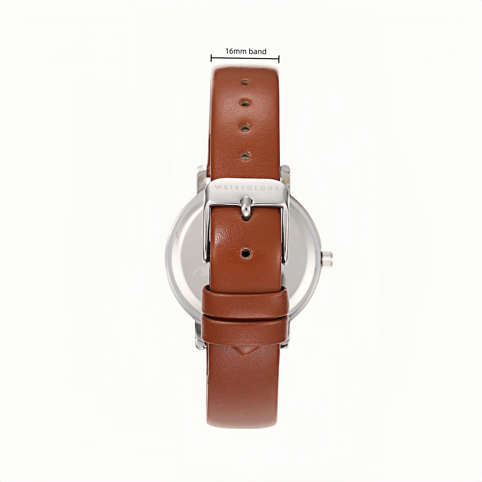 Olivia Numbers Leather Watch in Silver with Brown leather band, 34mm