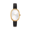 Michelle Oval Watch in Gold with Black leather band, 24mm
