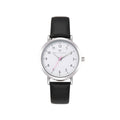 Olivia Numbers Leather Watch in Silver with Black leather band, 34mm