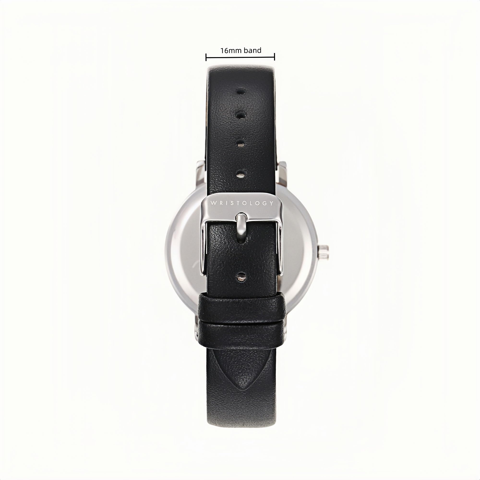 Olivia Numbers Leather Watch in Silver with Black leather band, 34mm