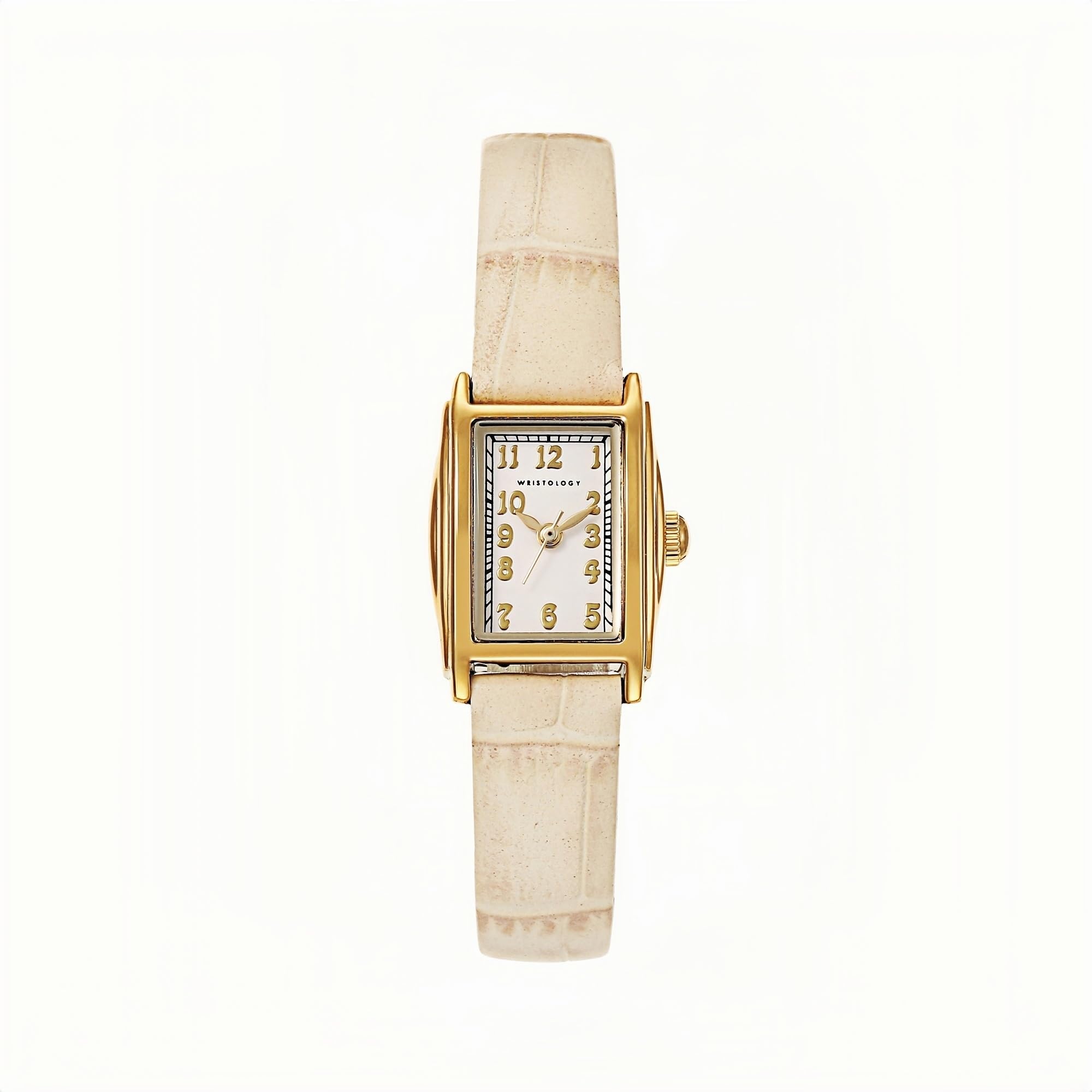 Ruth Oval Watch in Gold with Beige leather band, 19mm