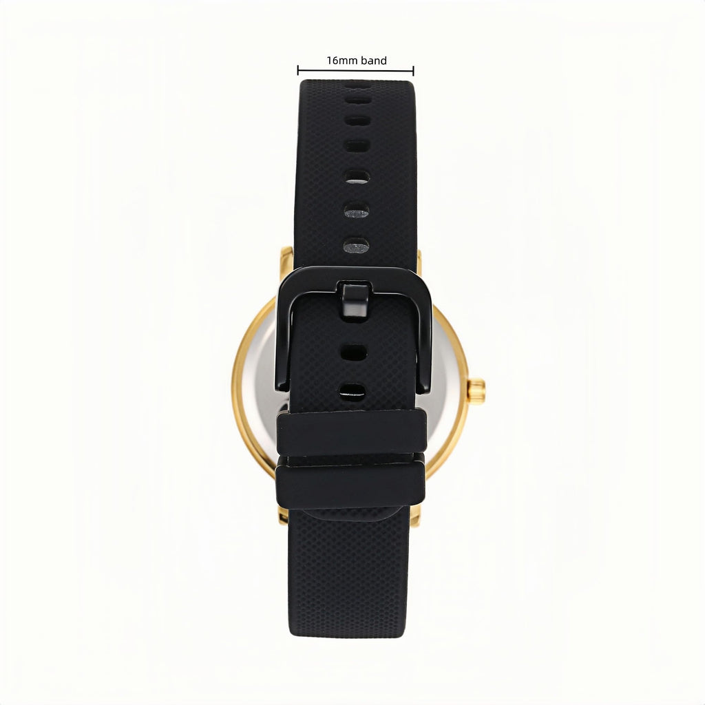 Olivia Numbers Silicone Watch in Gold with Black silicone band, 34mm