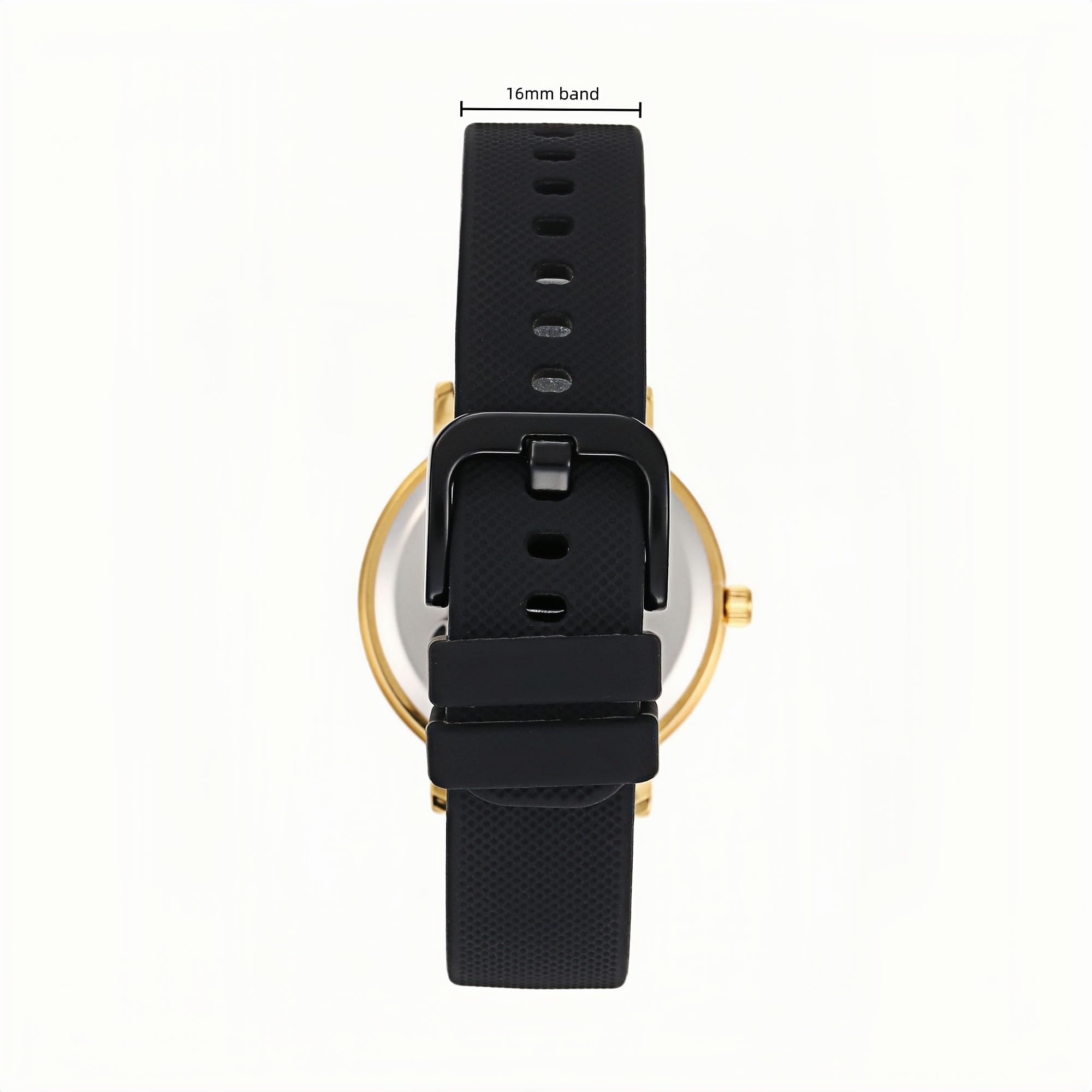 Olivia Numbers Silicone Watch in Gold with Black silicone band, 34mm
