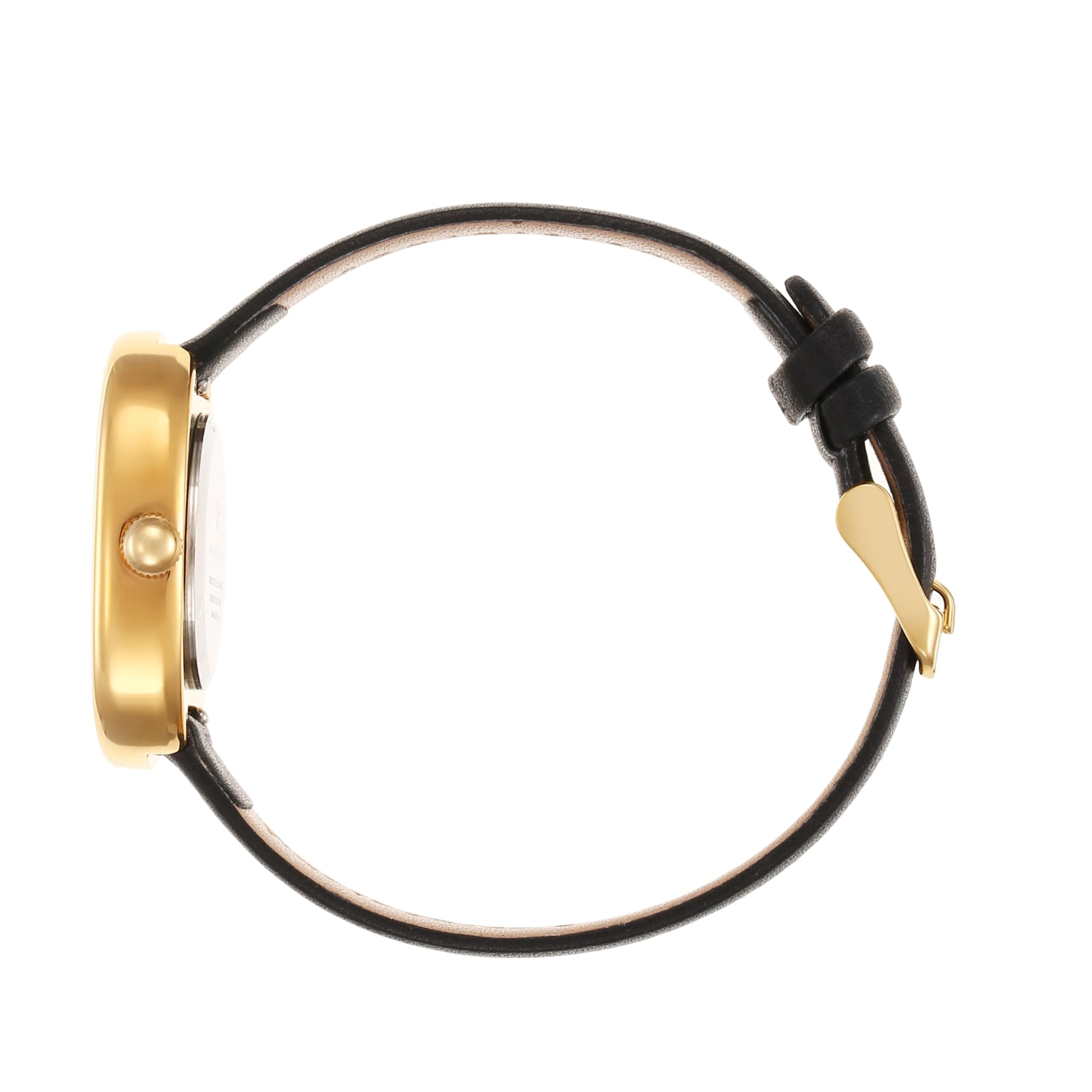Michelle Oval Watch in Gold with Black leather band, 24mm