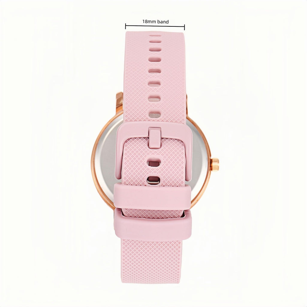 Olivia Numbers Silicone Watch in Rose Gold with Pink silicone band, 38mm
