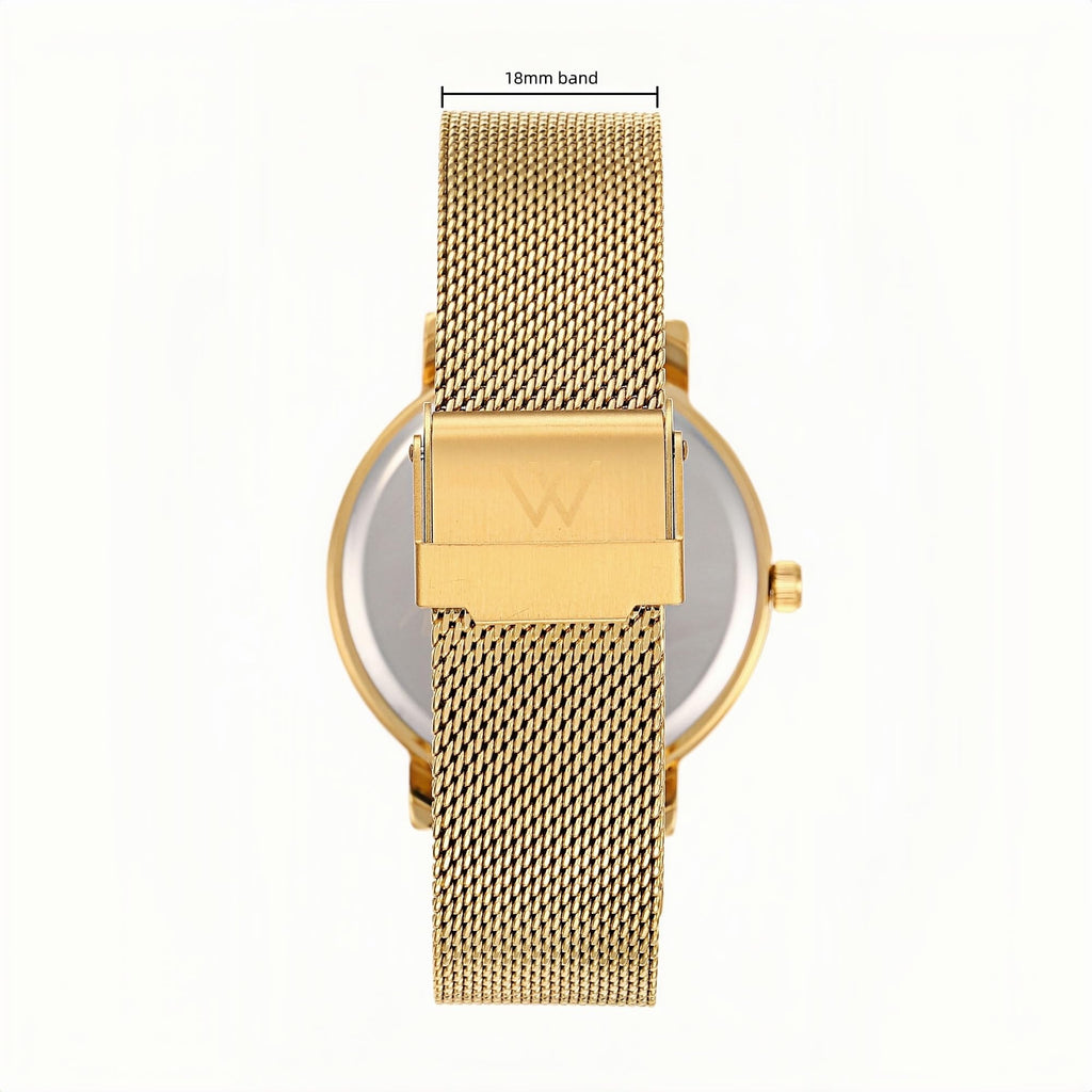 Olivia Numbers Metal Mesh Watch in Gold with Gold metal mesh band, 38mm