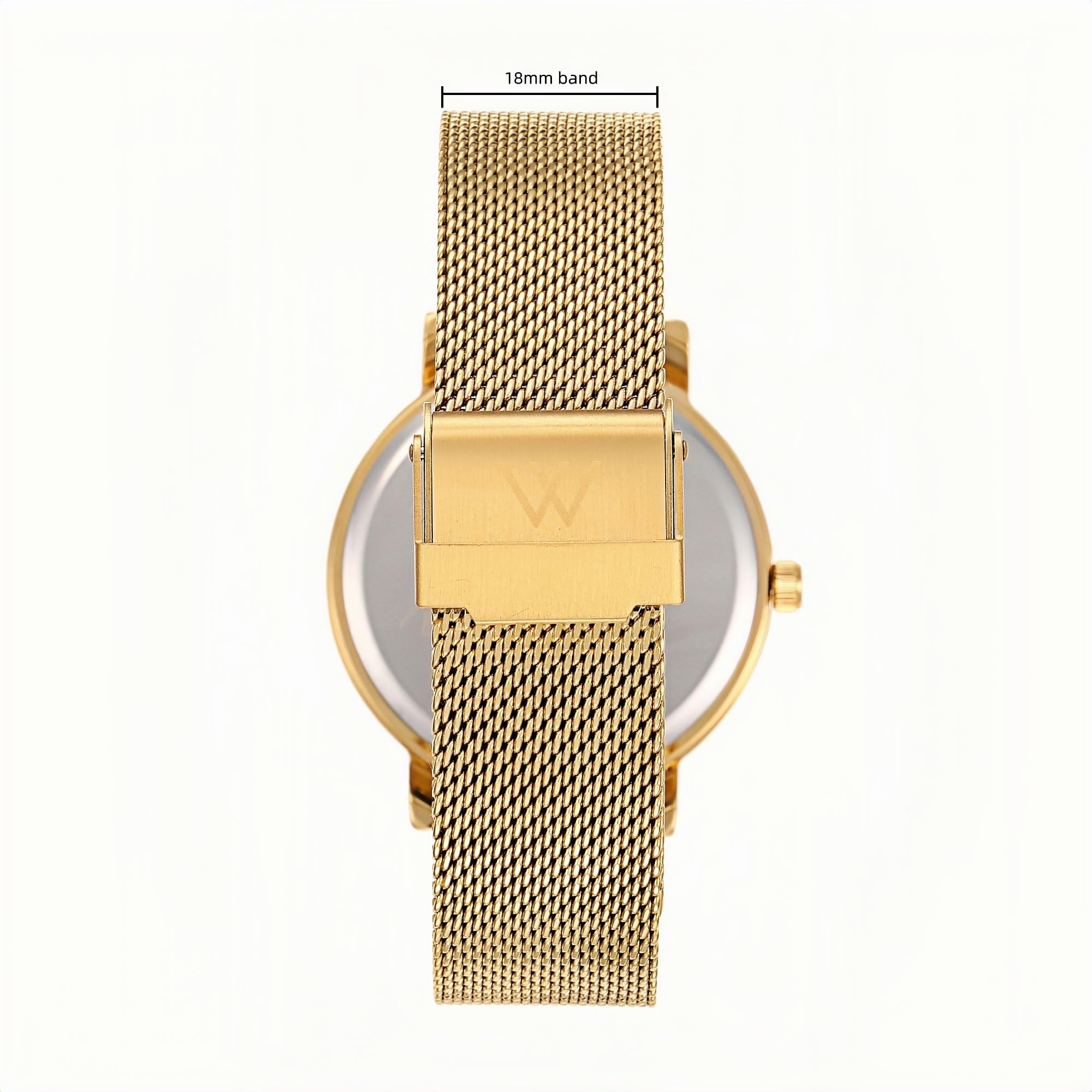 Olivia Crystal Watch in Gold with Gold metal mesh band, 38mm