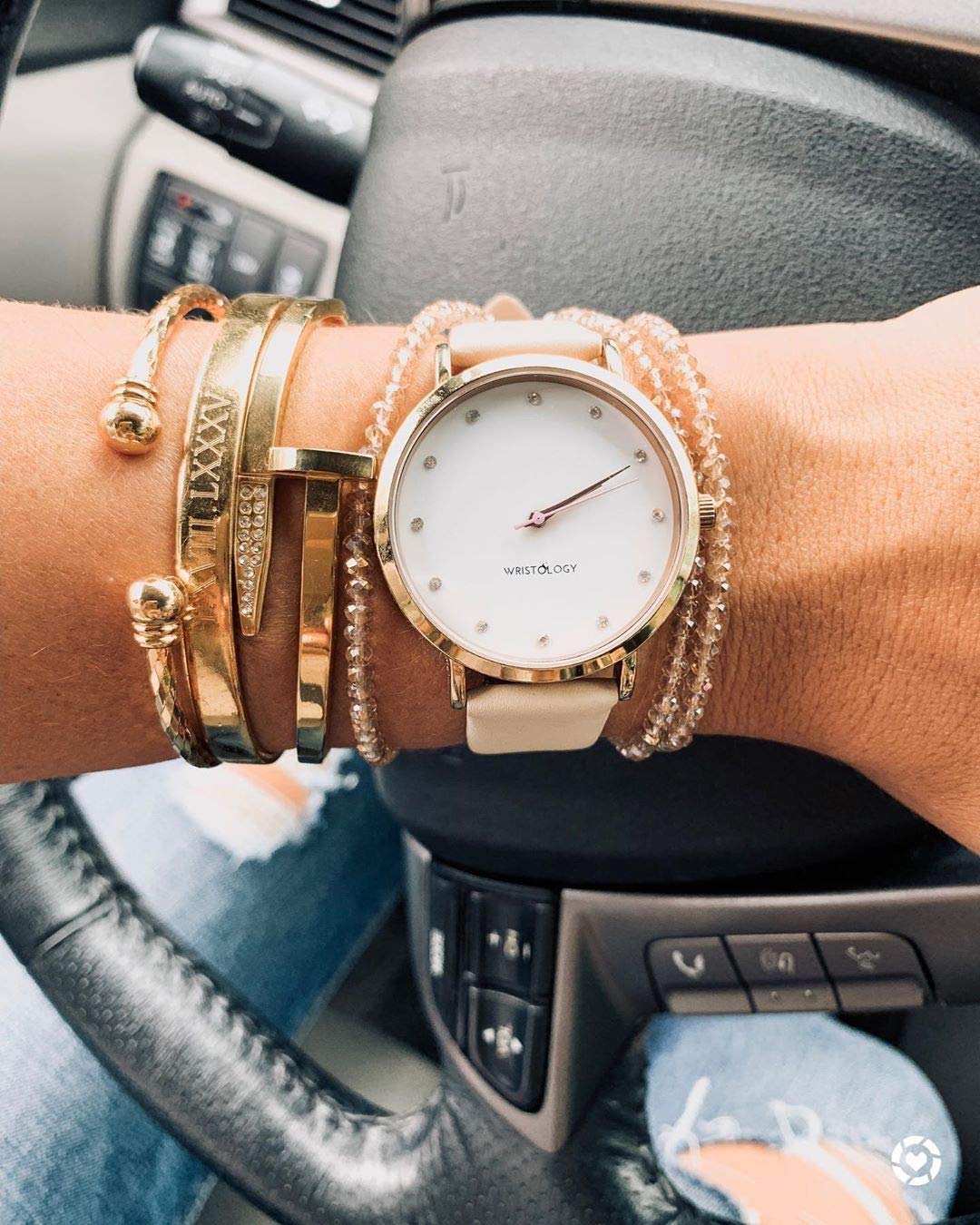 Olivia Crystal Watch - Maxi (38mm) / Gold / Beige
