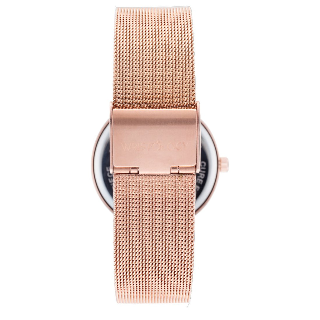Olivia Crystal Watch in Rose Gold with Rose Gold metal mesh band, 38mm