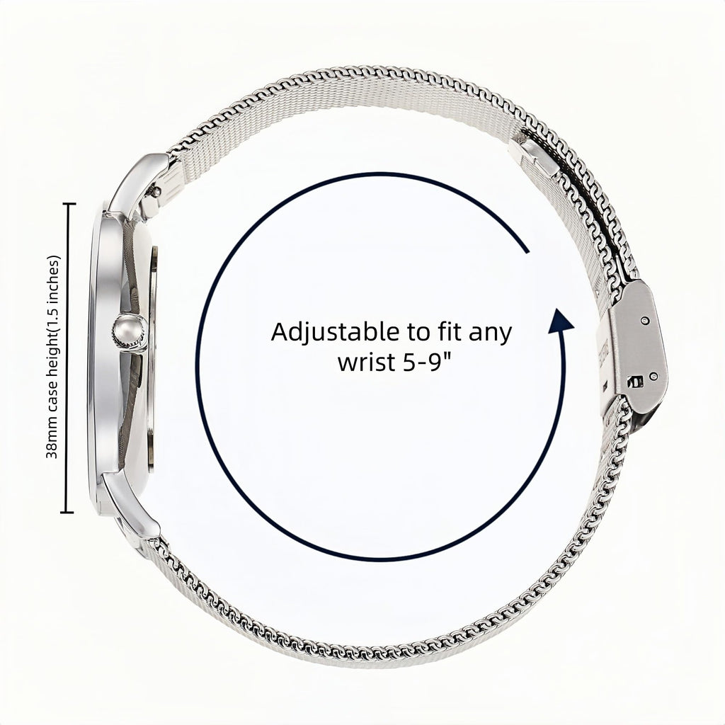 Stella Mesh Watch in Silver with Silver metal mesh band, 38mm