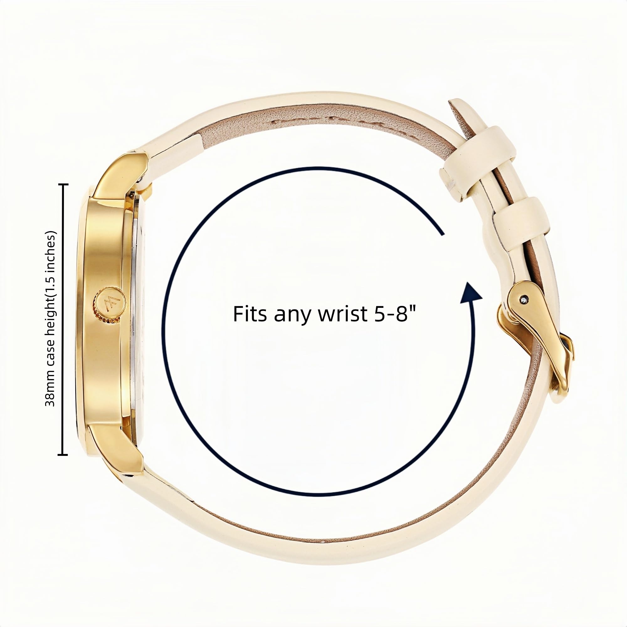 Olivia Crystal Watch - Maxi (38mm) / Gold / Beige