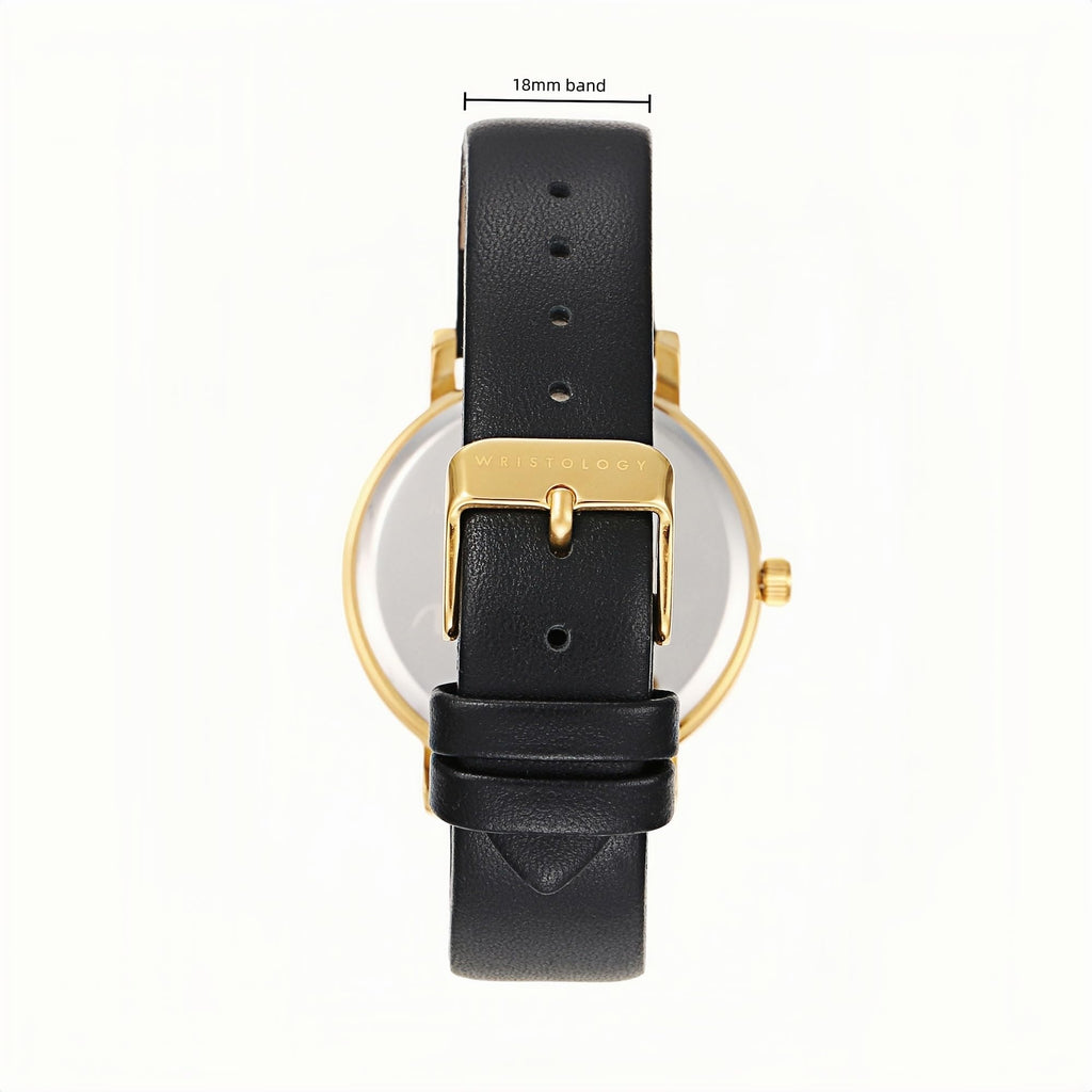 Olivia Numbers Leather Watch in Gold with Black leather band, 38mm