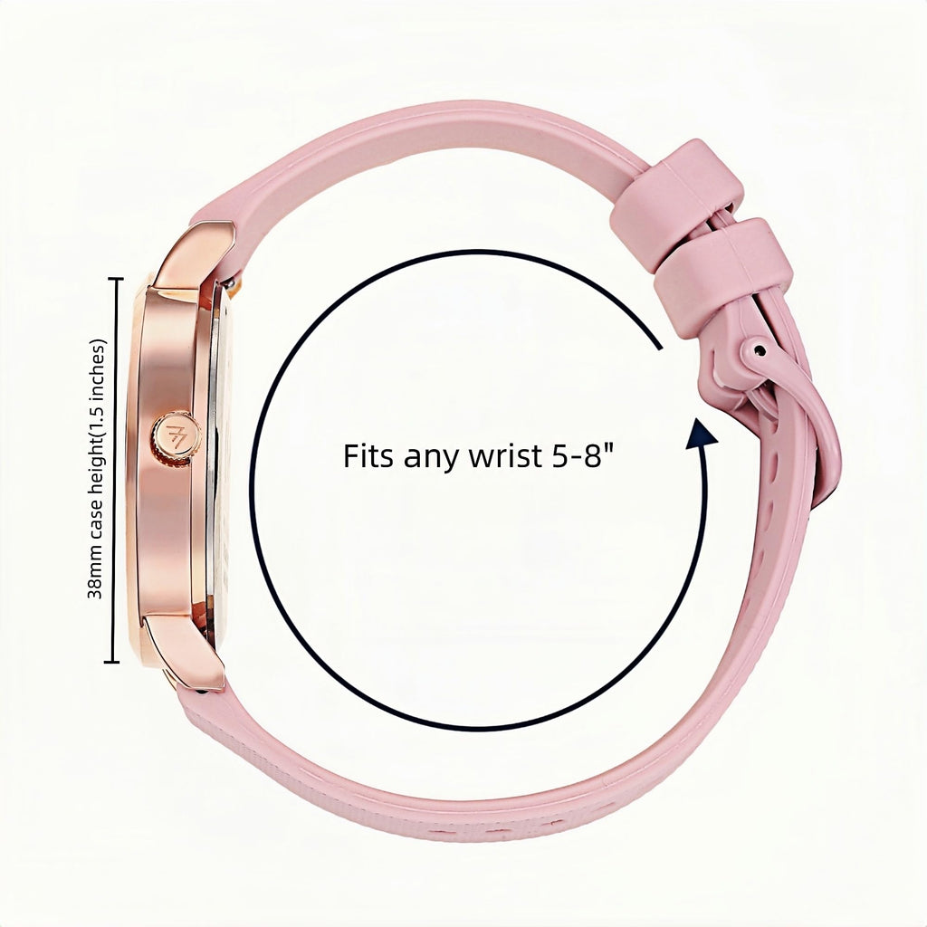 Olivia Numbers Silicone Watch in Rose Gold with Pink silicone band, 38mm